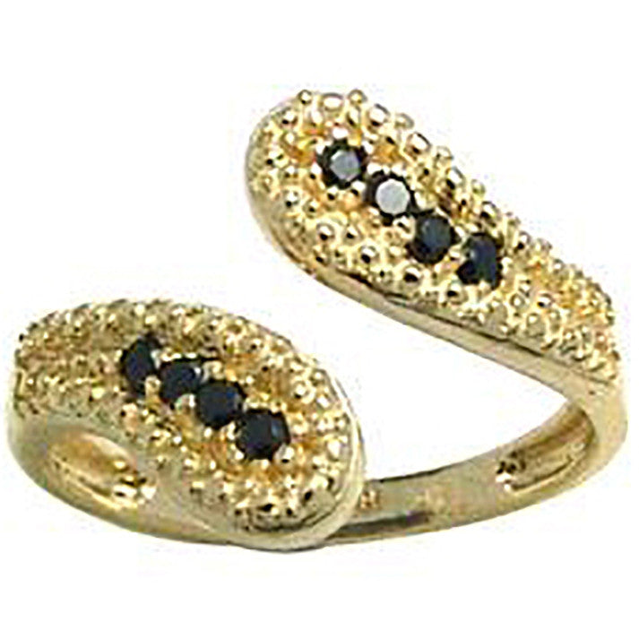 10K Yellow Gold Black Cubic Zirconia Wrap Toe Ring