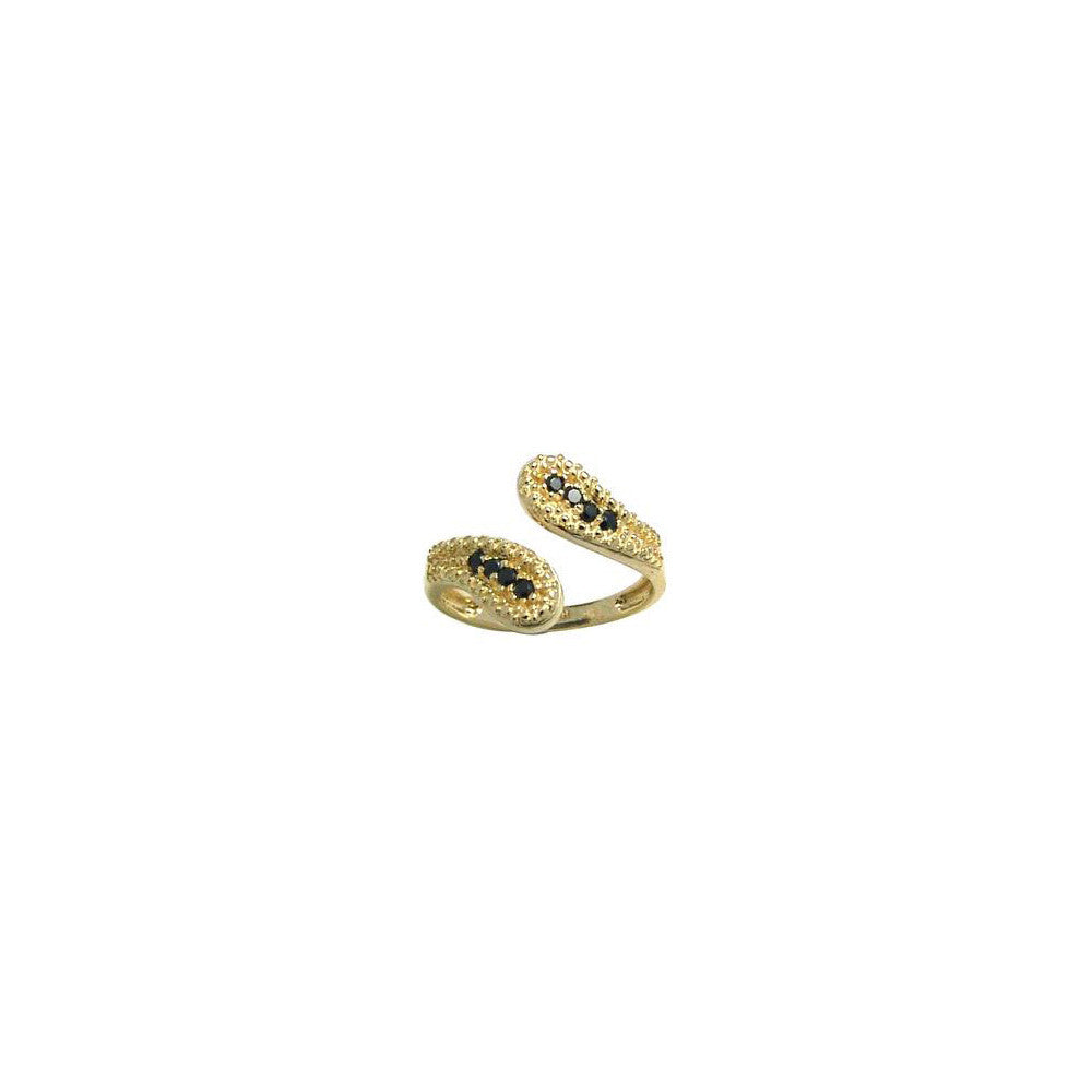 10K Yellow Gold Black Cubic Zirconia Wrap Toe Ring