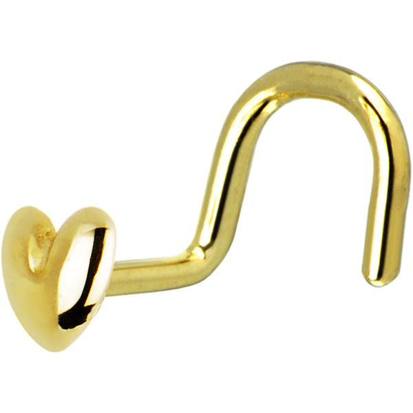 Solid 14KT Yellow Gold Heart Nose Screw Ring