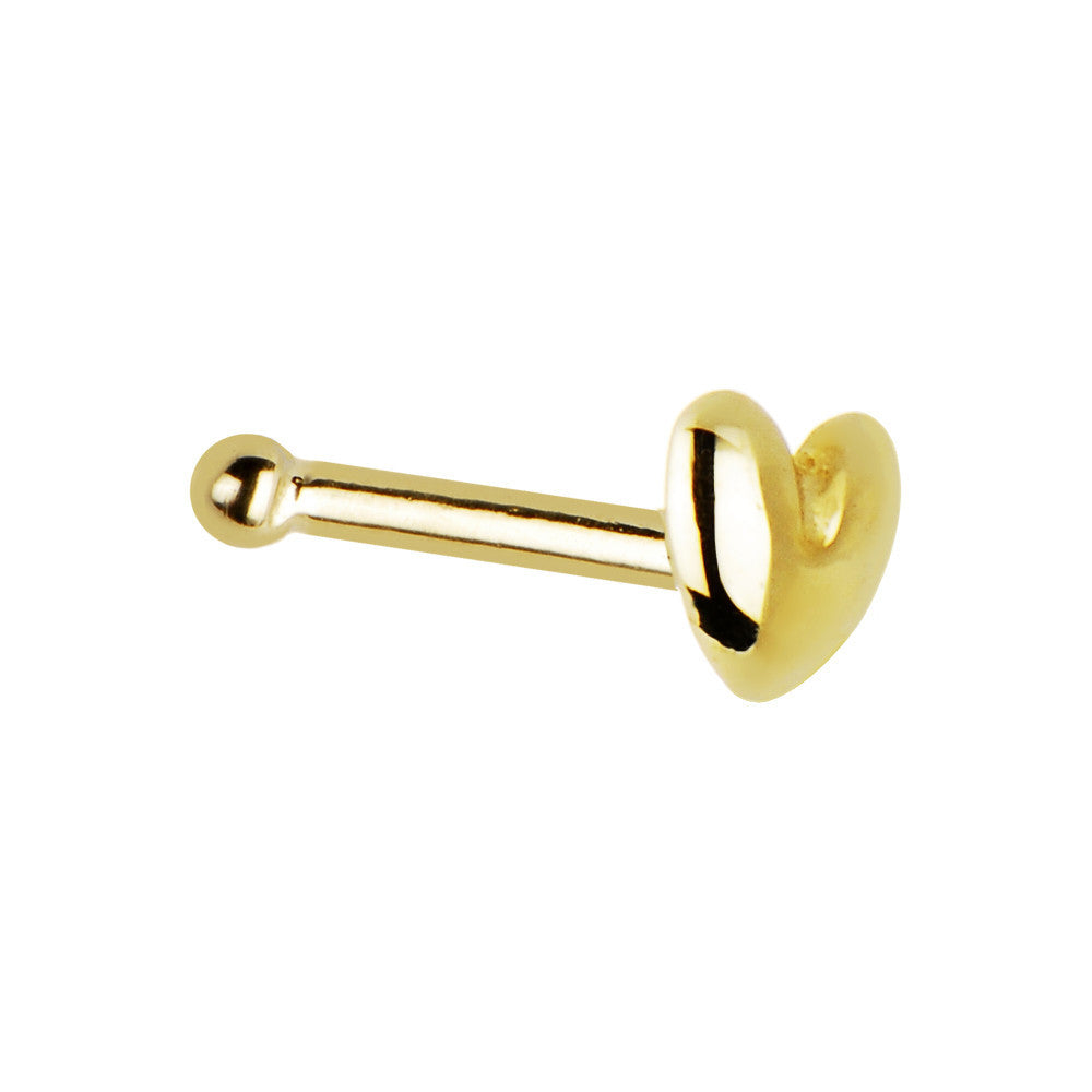 Solid 14KT Yellow Gold Heart Nose Bone
