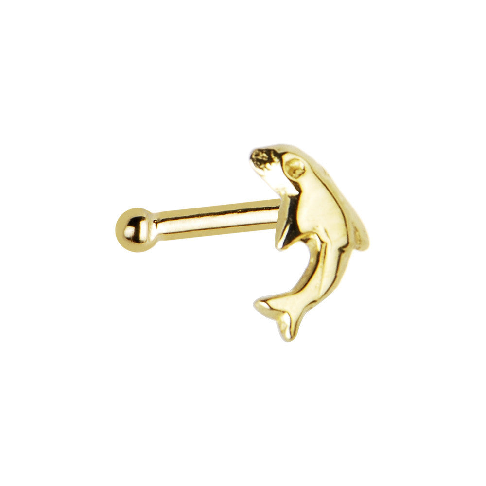 Solid 14KT Yellow Gold Dolphin Nose Bone