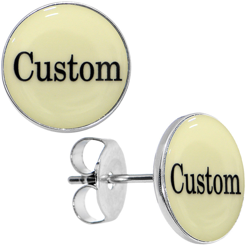 Custom Personalized Glow in the Dark Stud Earrings