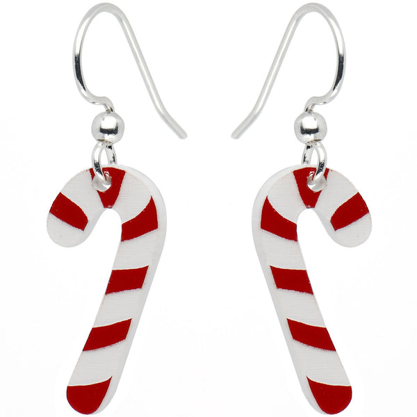 Holiday Candy Cane Dangle Earrings BodyCandy