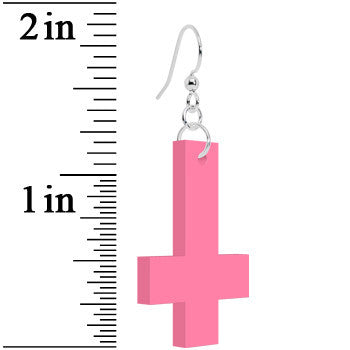 Pink Inverted Cross Dangle Earrings stylish jewelry