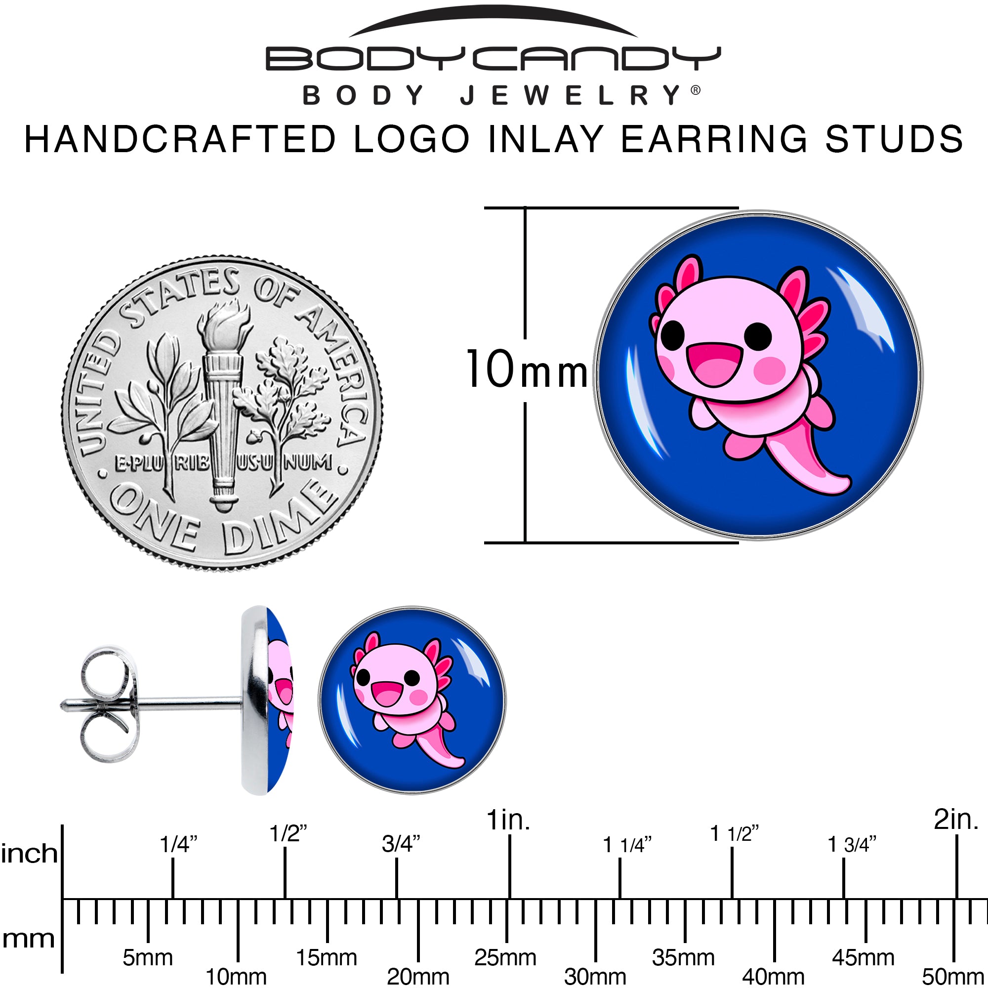 Adorable Axolotl Stud Earrings by Onyx O