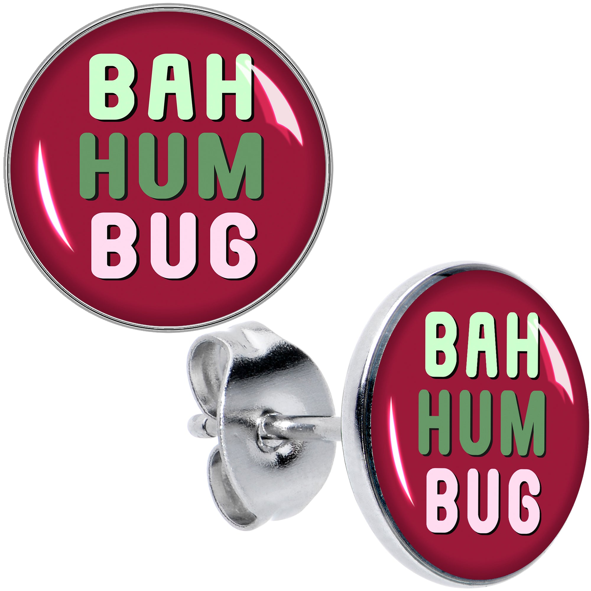 Bah Humbug Holiday Grouch Stud Earrings