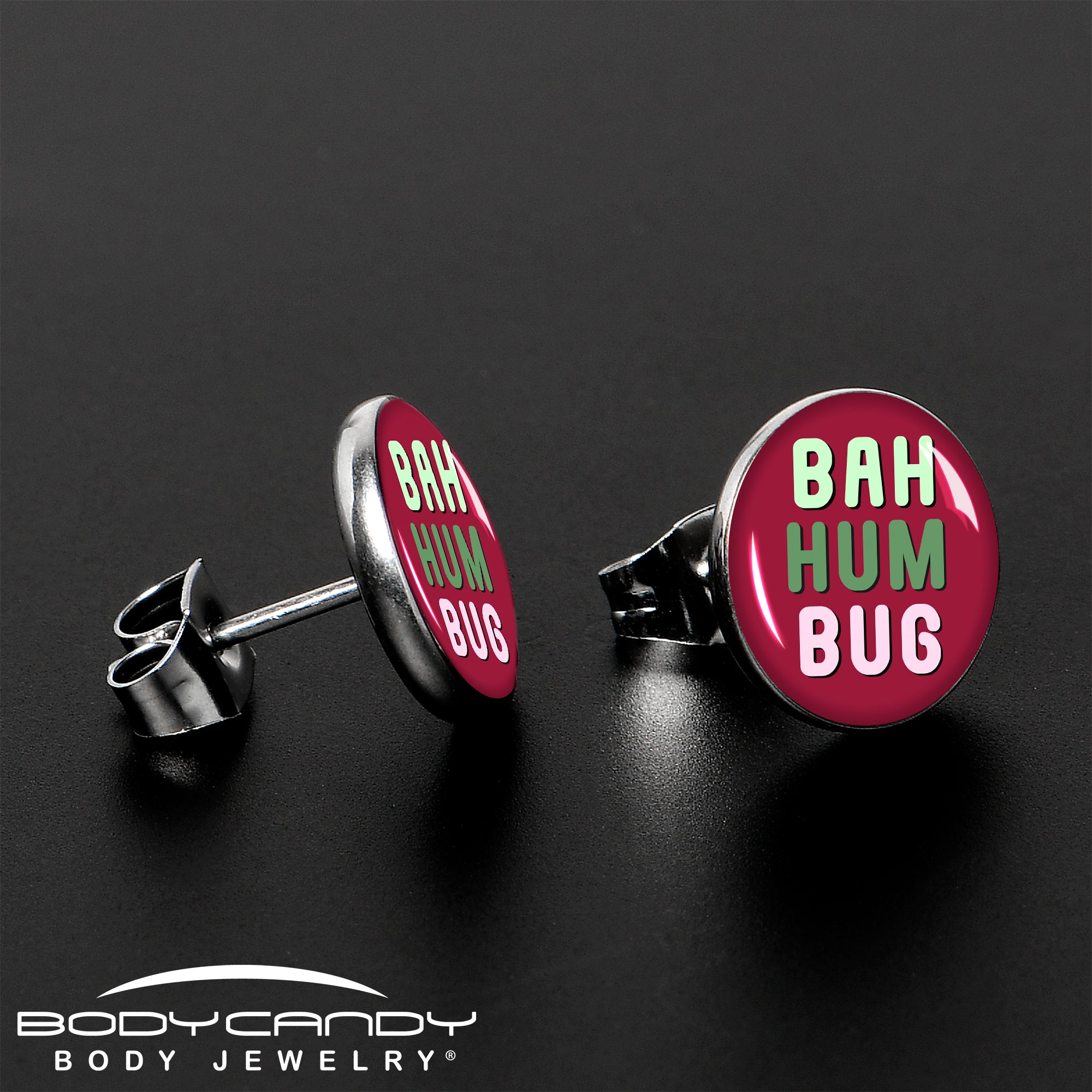 Bah Humbug Holiday Grouch Stud Earrings by Onyx O