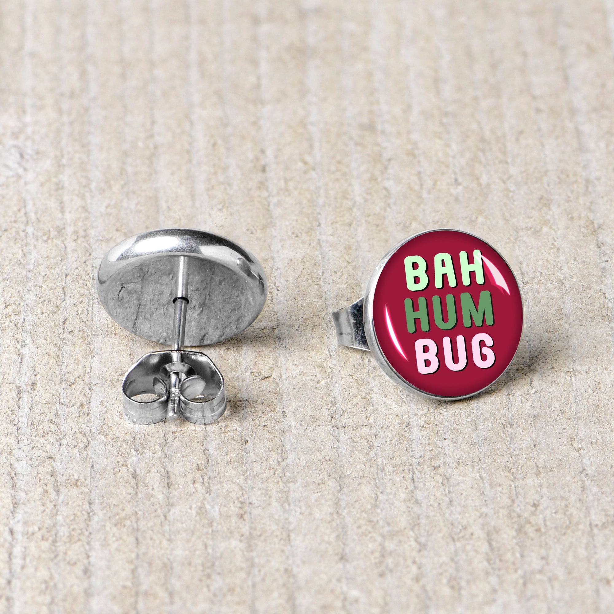 Bah Humbug Holiday Grouch Stud Earrings by Onyx O