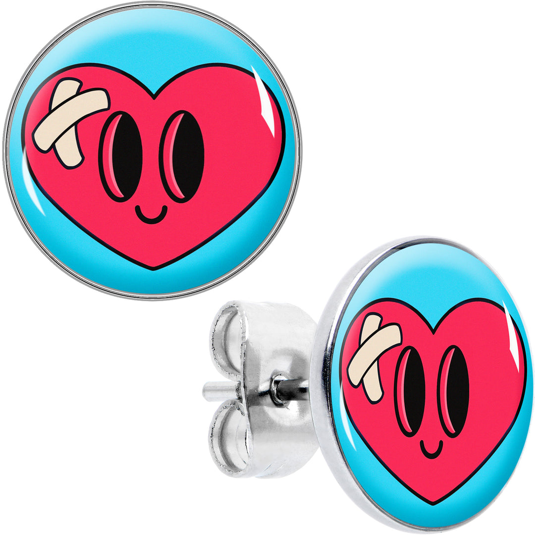 Heartbreak Bandaged Heart Stud Earrings by Onyx O