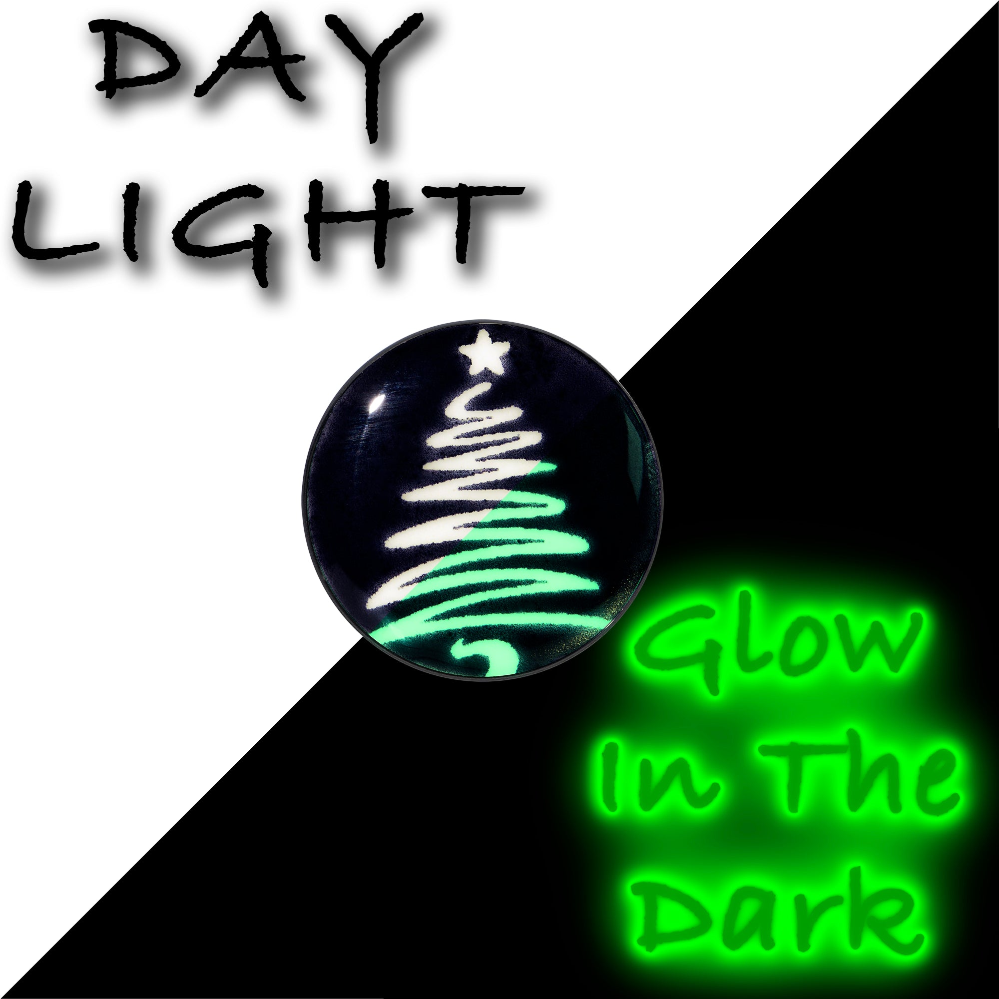 Black Anodized Glow in the Dark Holiday Christmas Tree Stud Earrings by Onyx O