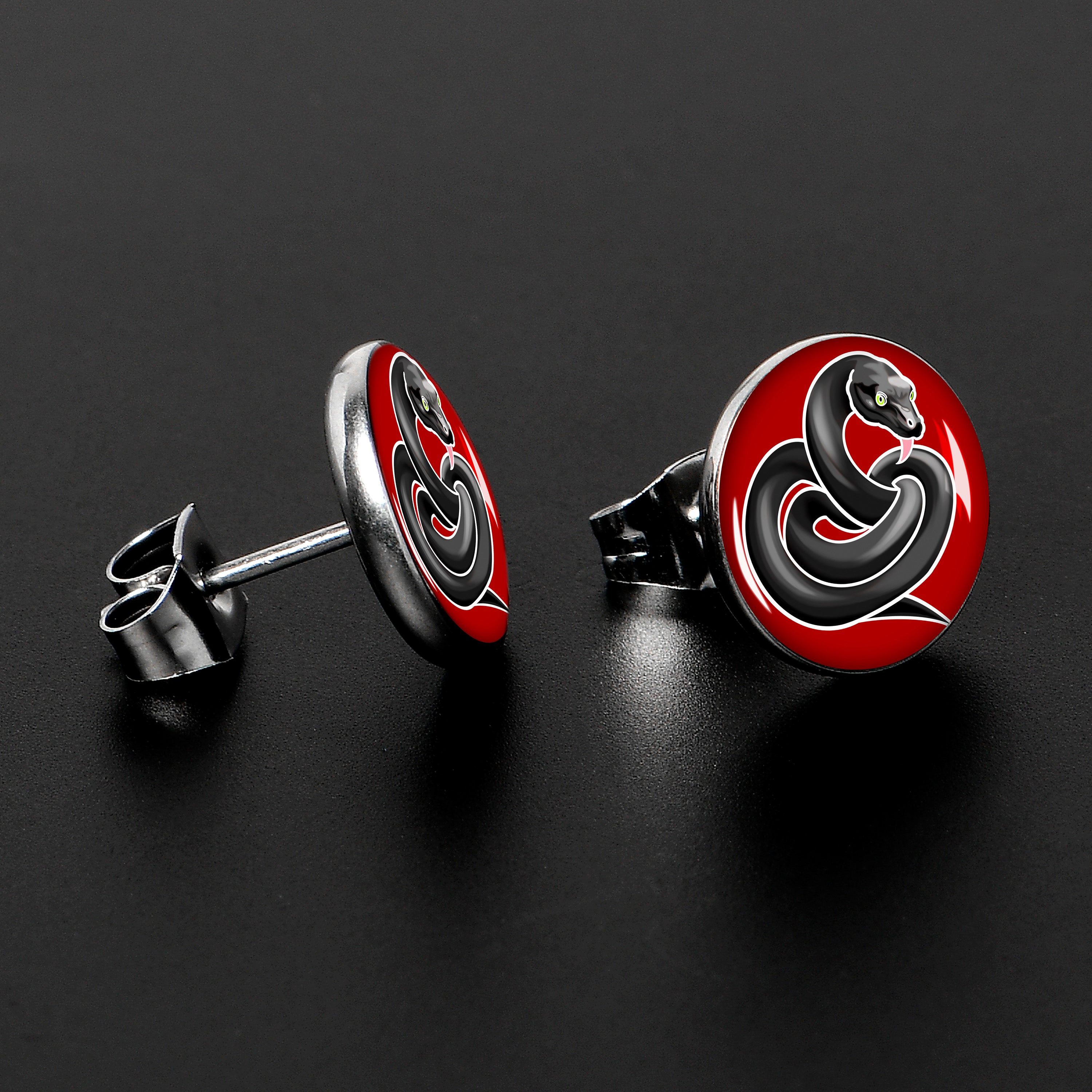 Black Snake Stud Earrings by Onyx O