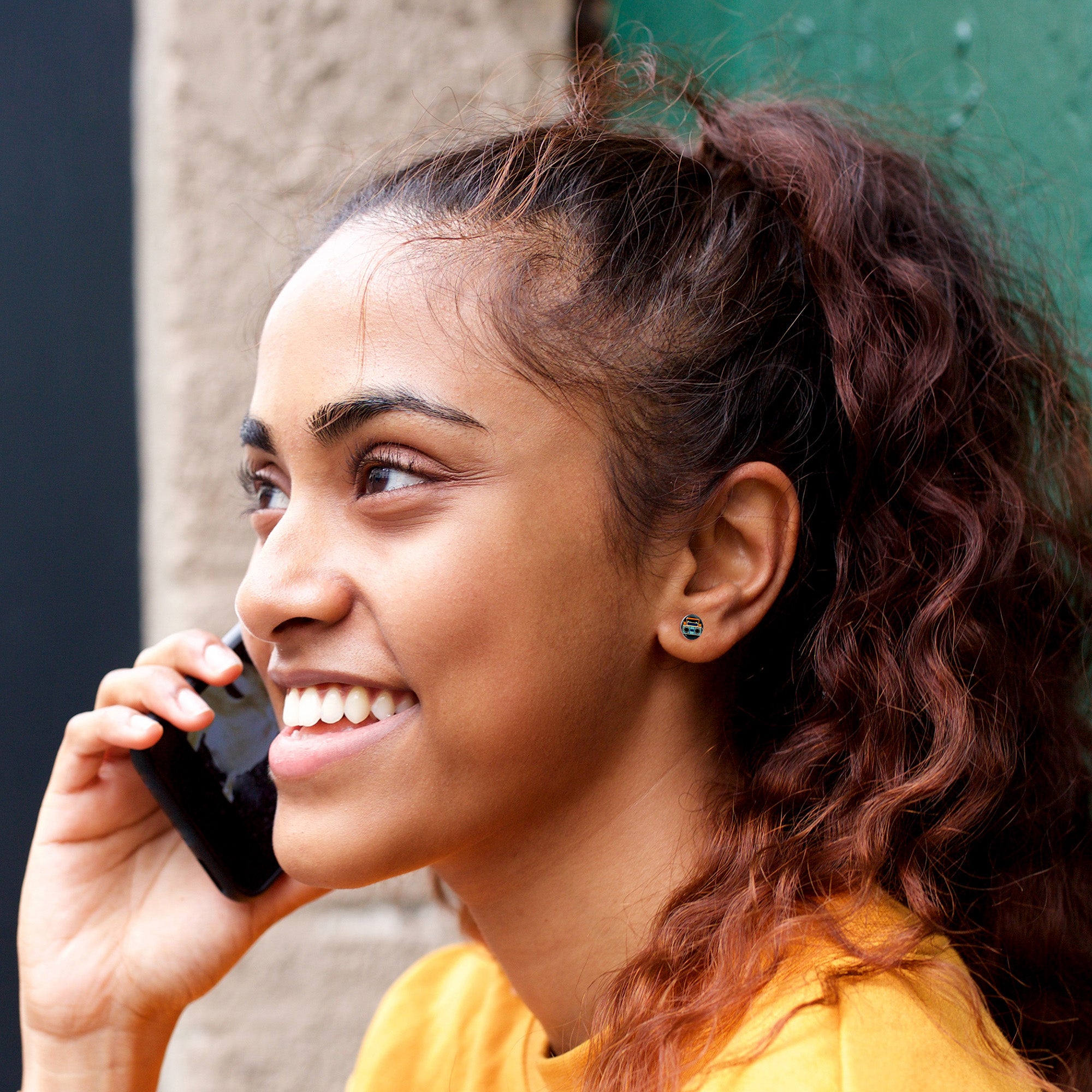 Retro Boombox Stud Earrings by Onyx O