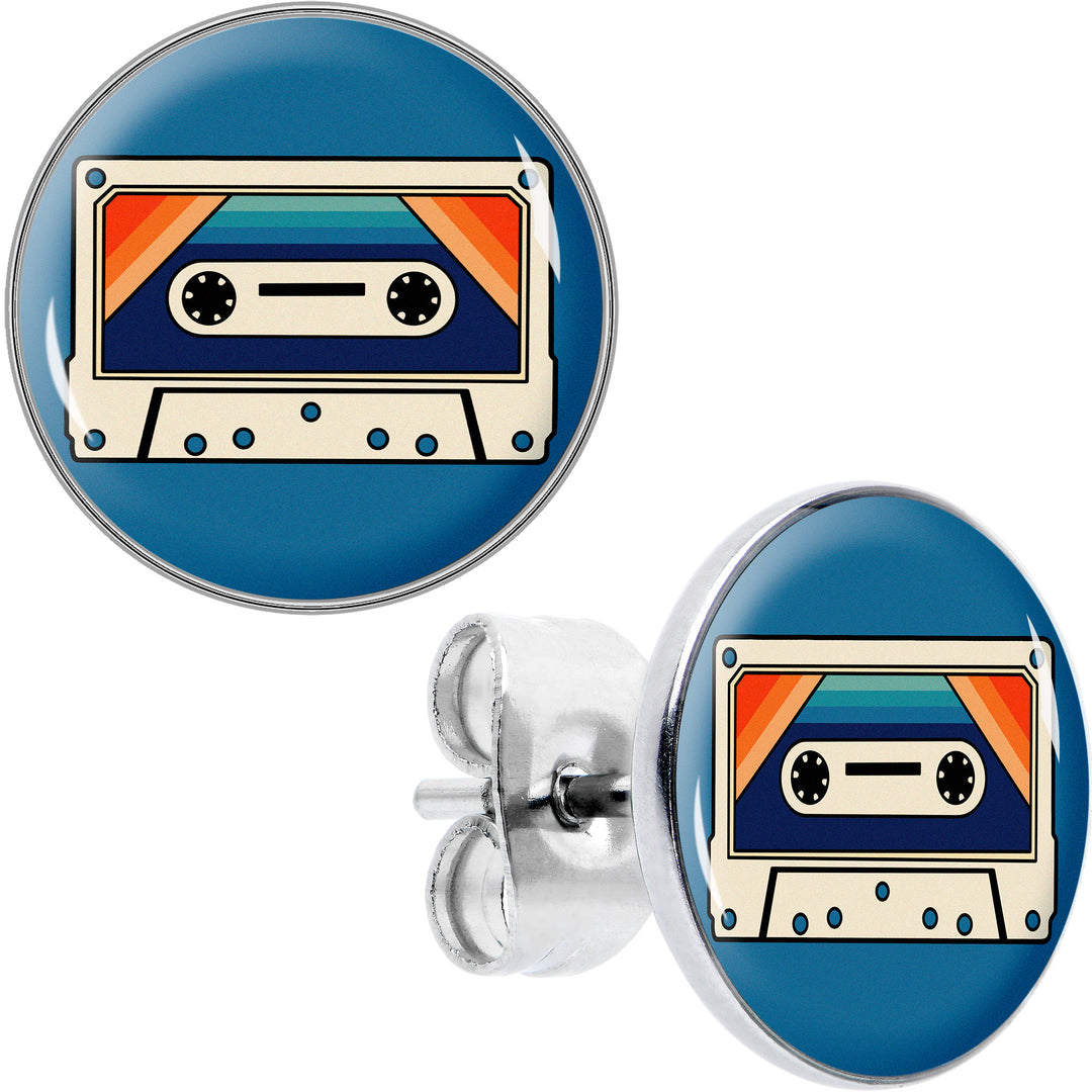 Retro Cassette Tape Hypoallergenic Stainless Steel Stud Earrings