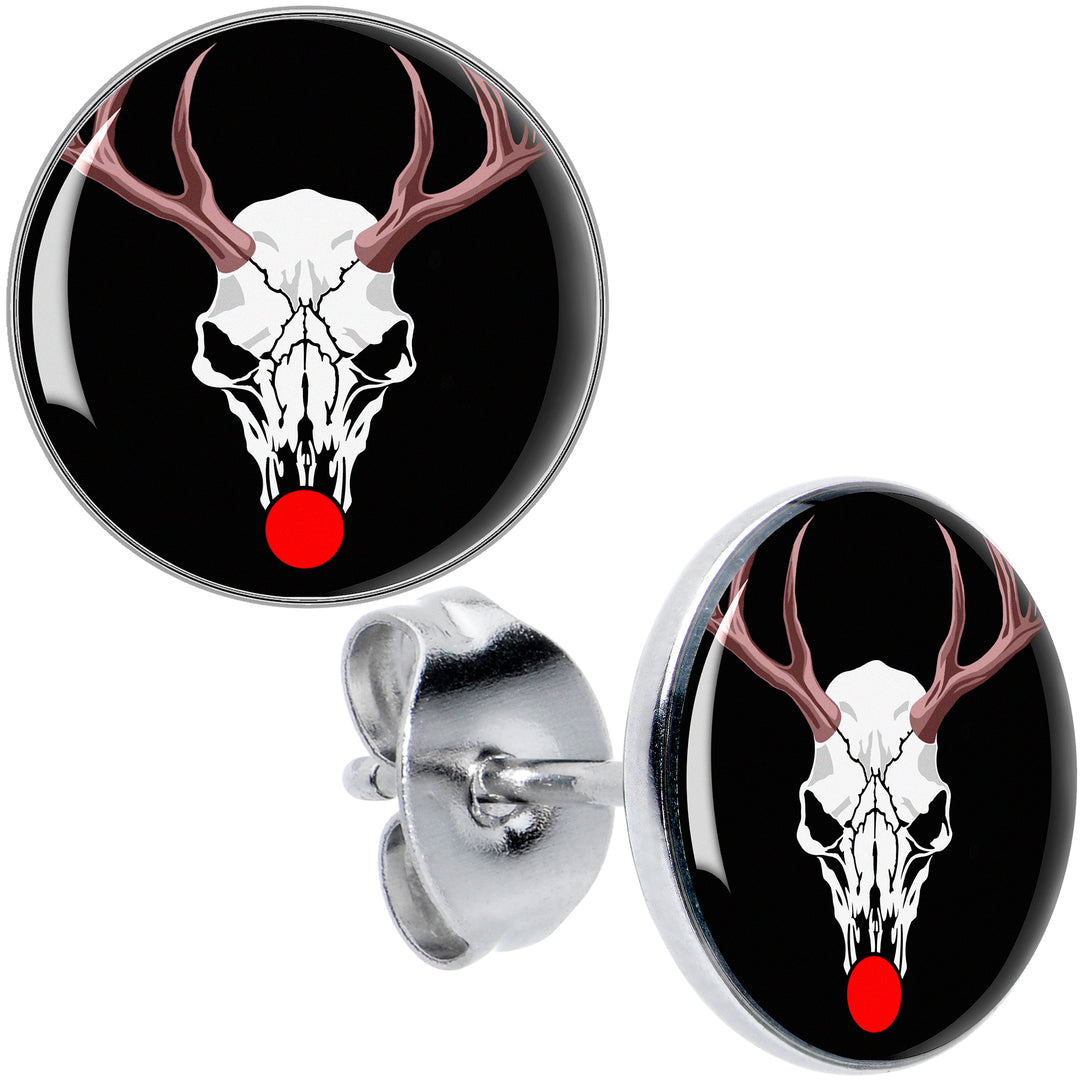 Holiday Dead Nosed Reindeer Hypoallergenic Stainless Steel Stud Earrings