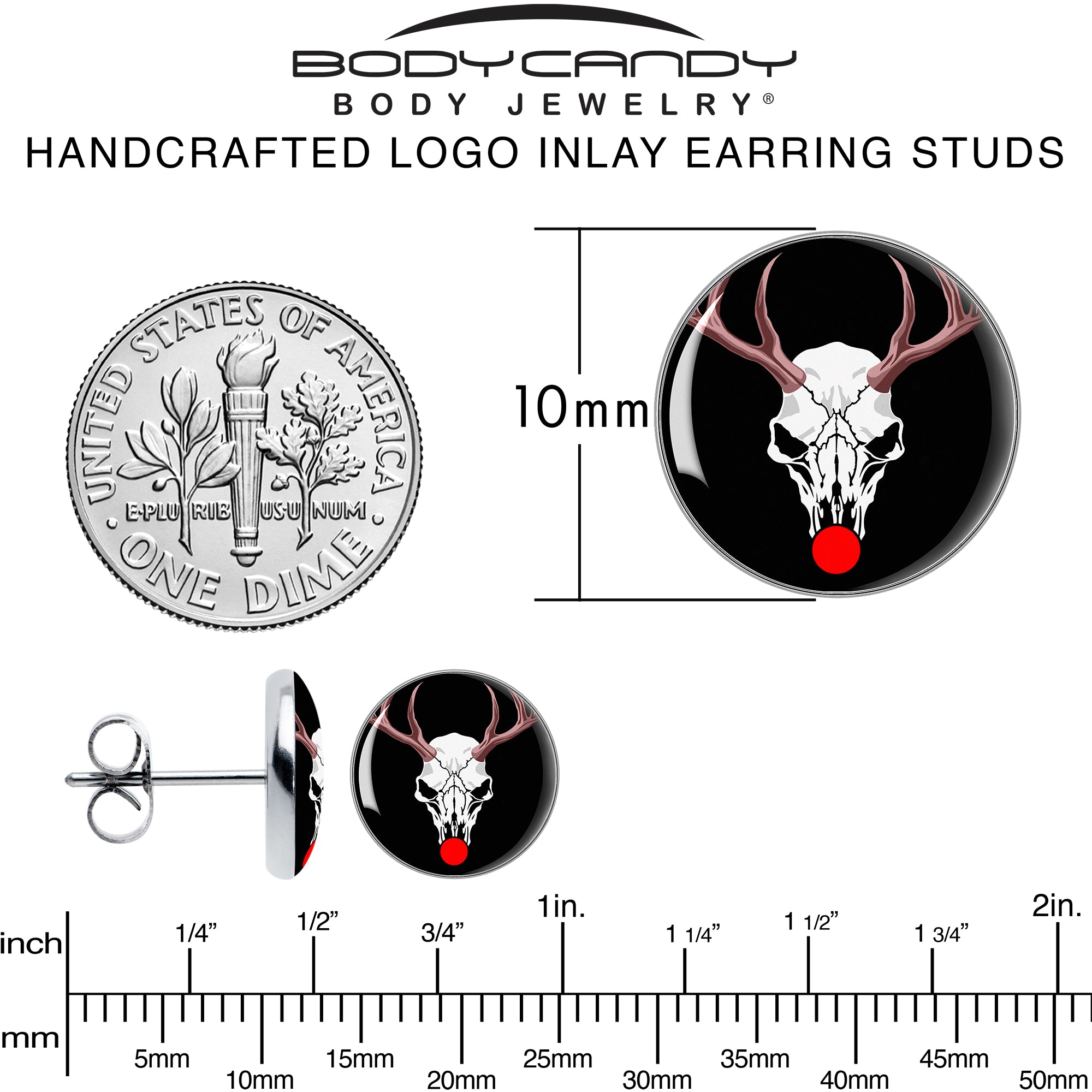 Holiday Dead Nosed Reindeer  Stainless Steel Stud Earrings stainless steel hypoallergenic