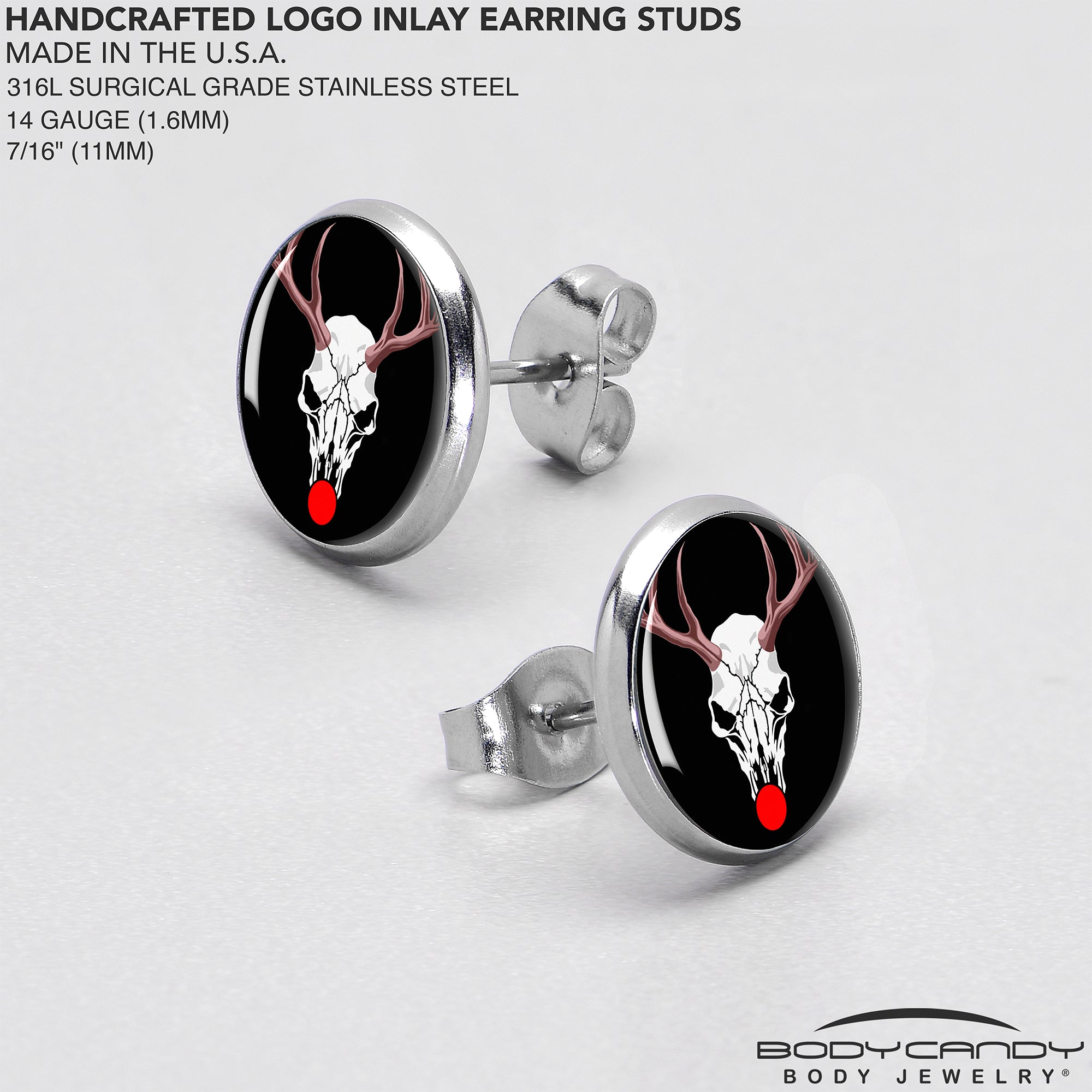 Holiday Dead Nosed Reindeer Stud Earrings