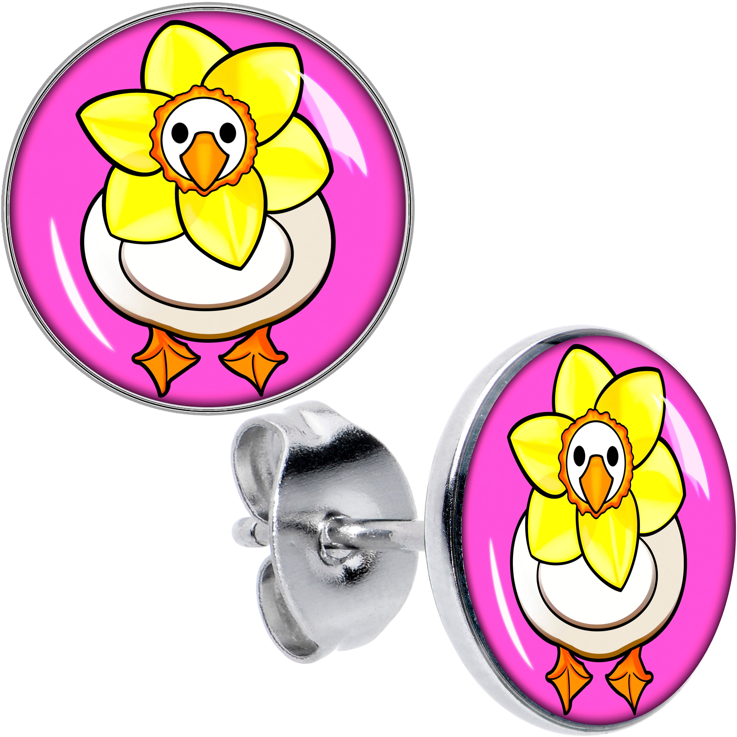 Daffodil Duck Hypoallergenic Stainless Steel Stud Earrings