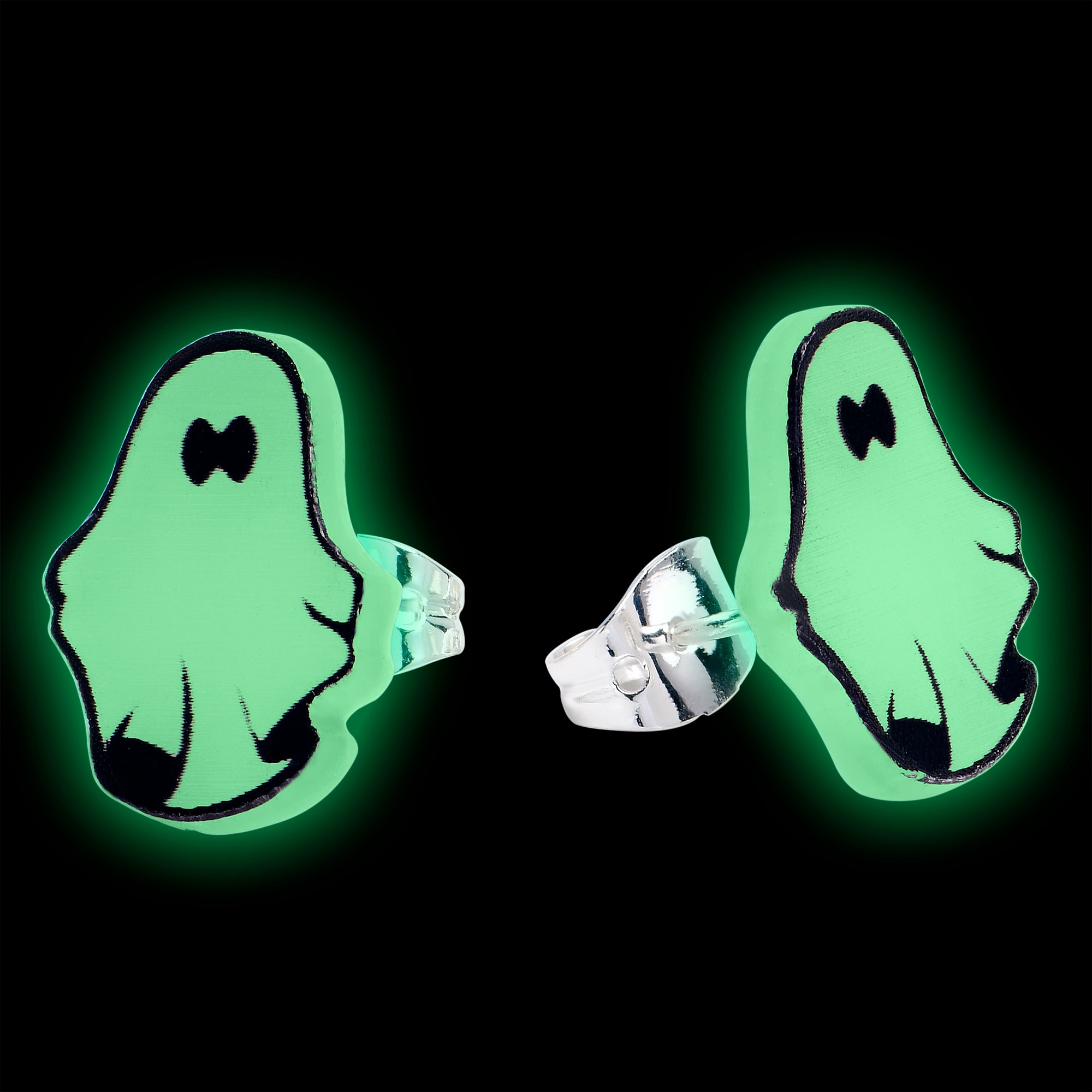 Glow In The Dark Ghost  Stainless Steel Stud Earrings lightweight body jewelry