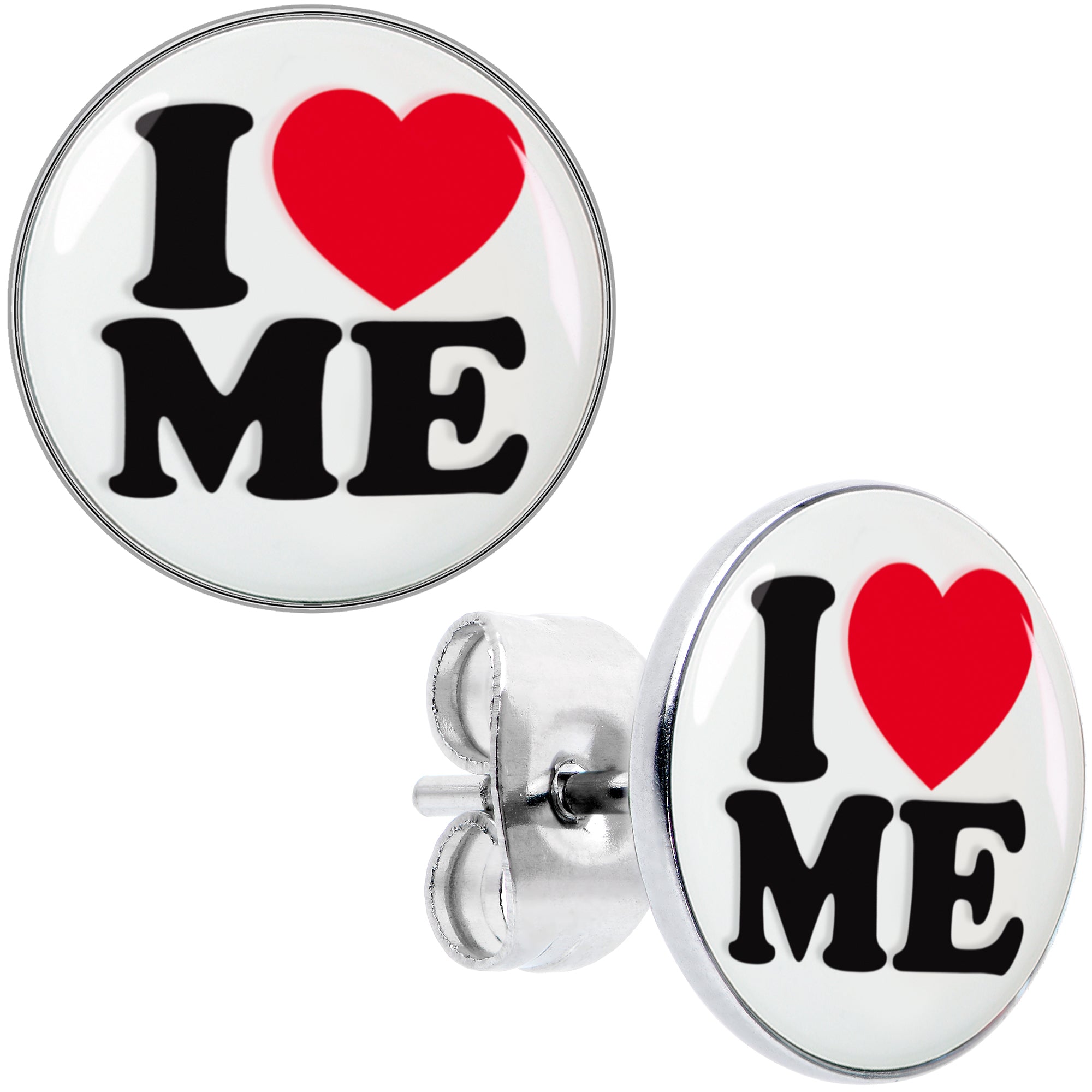 I Love Me Hypoallergenic Stainless Steel Stud Earrings