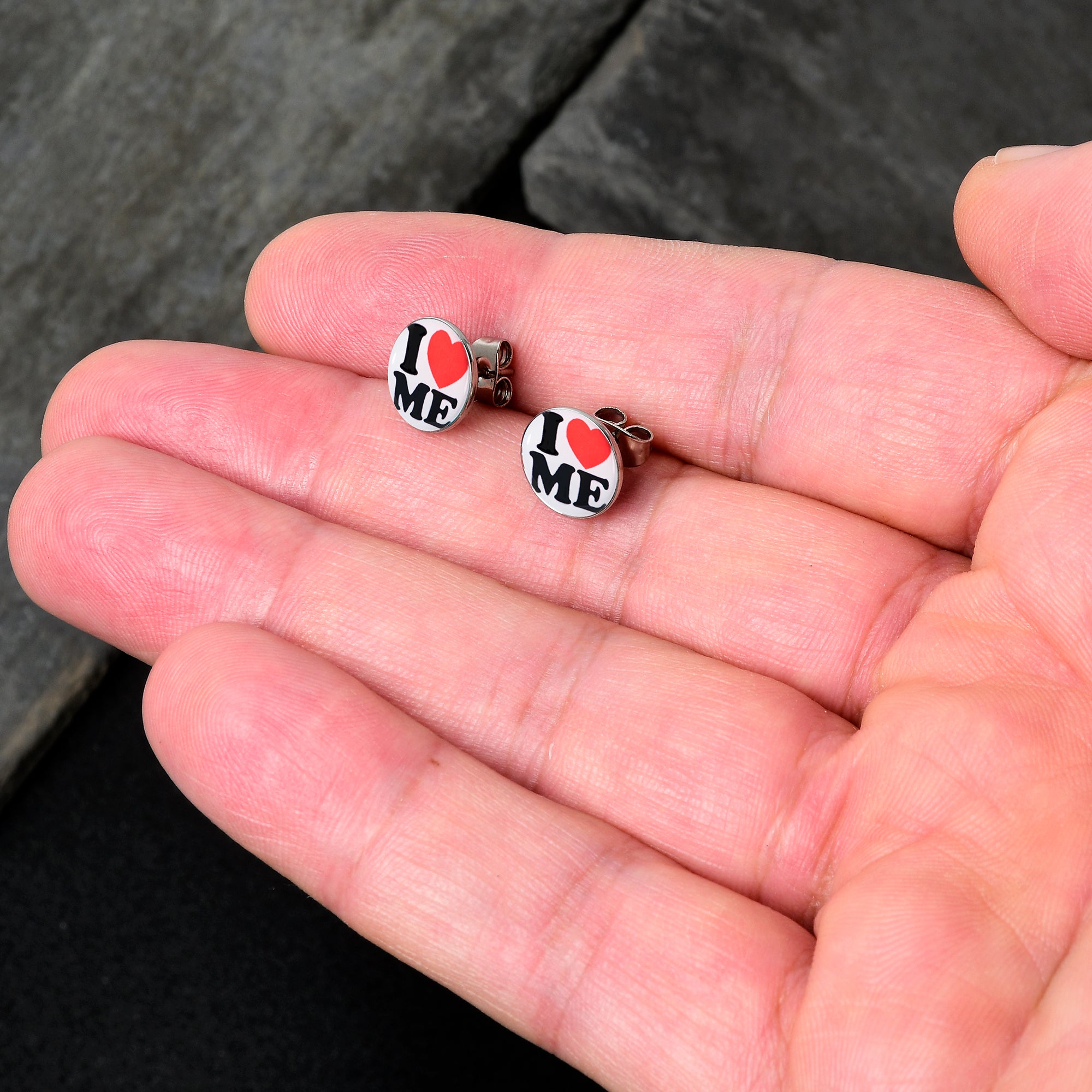 I Love Me  Stainless Steel Stud Earrings lightweight body jewelry