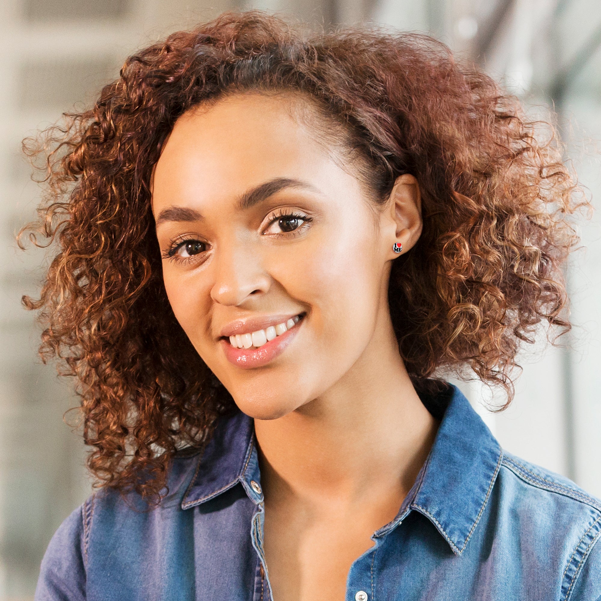 I Love Me  Stainless Steel Stud Earrings handmade design