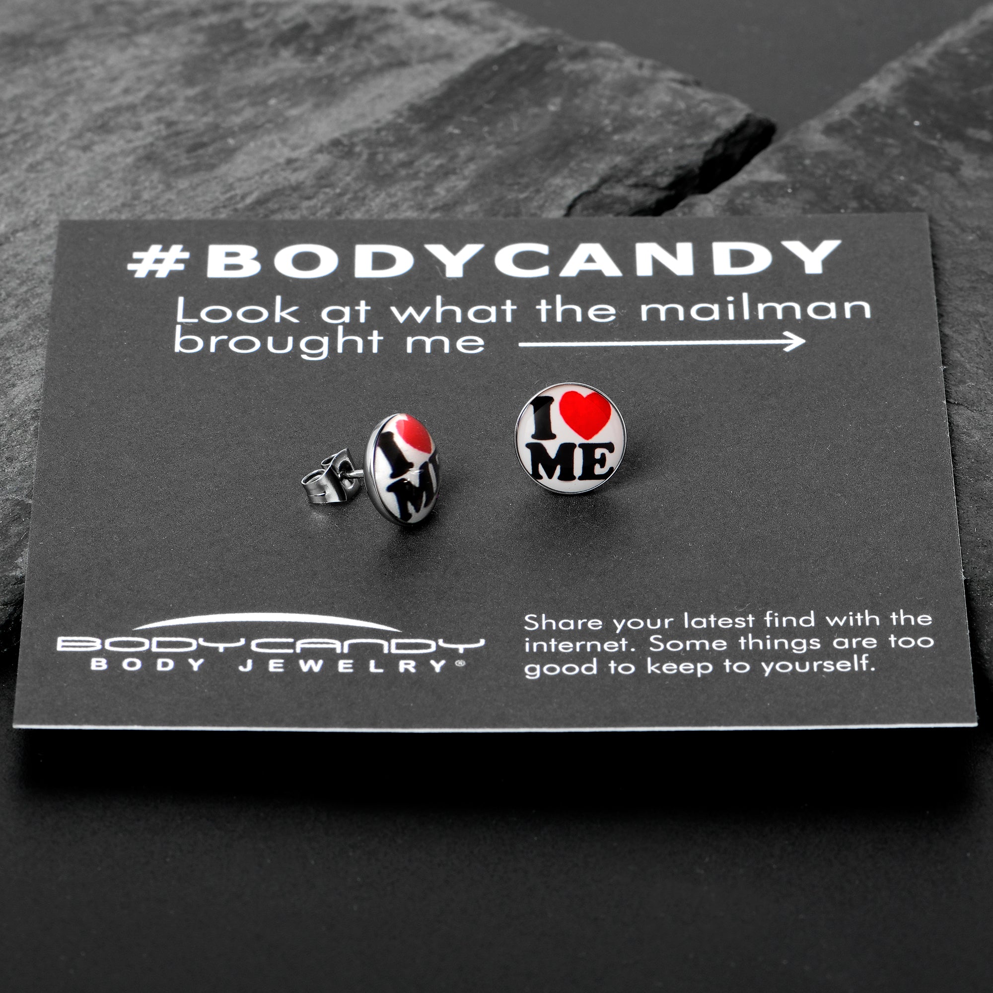 I Love Me  Stainless Steel Stud Earrings custom design option