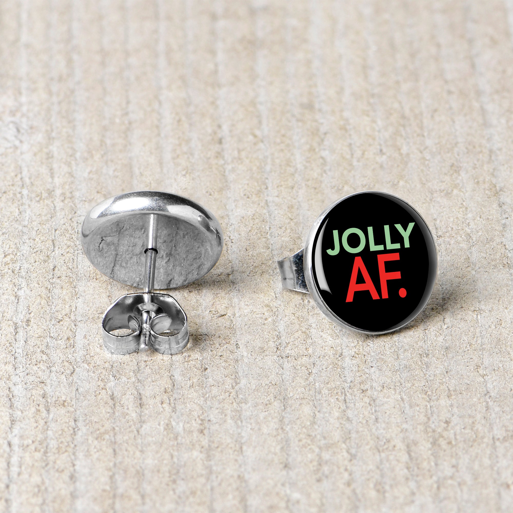 Jolly AF Festive Holiday Christmas Stud Earrings
