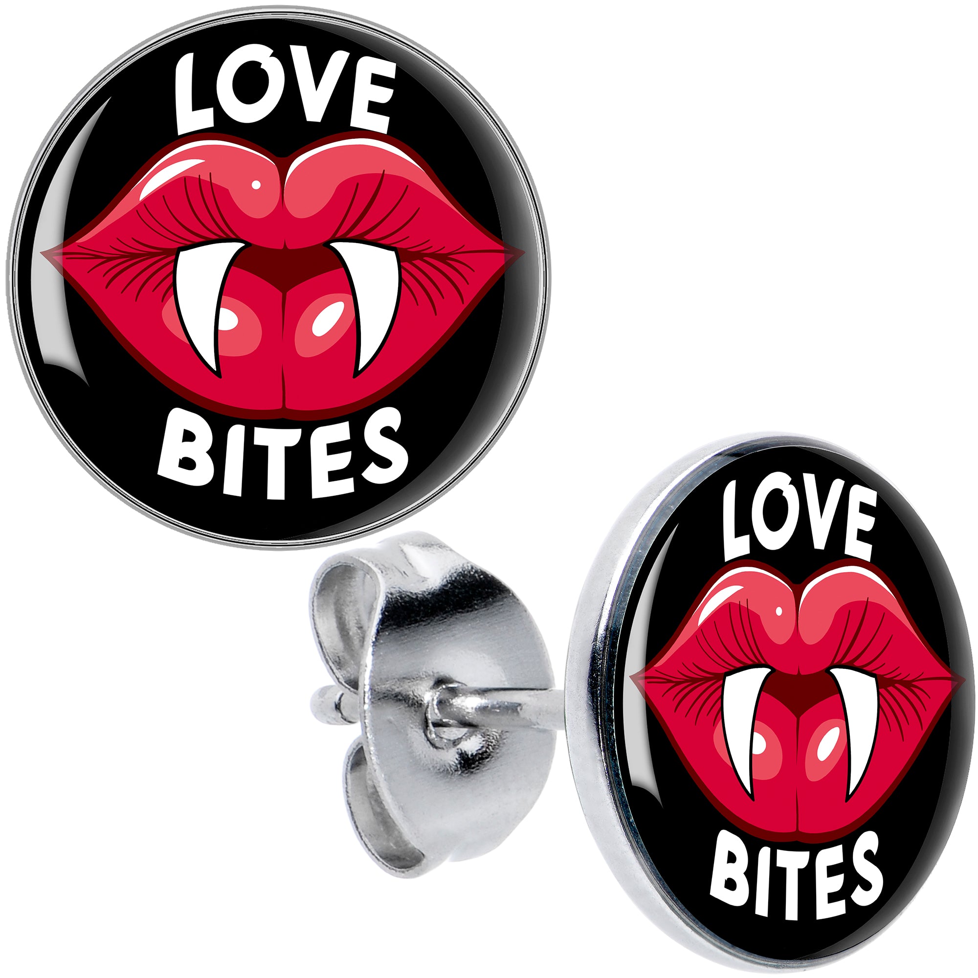 Valentine Love Bites Hypoallergenic Stainless Steel Stud Earrings