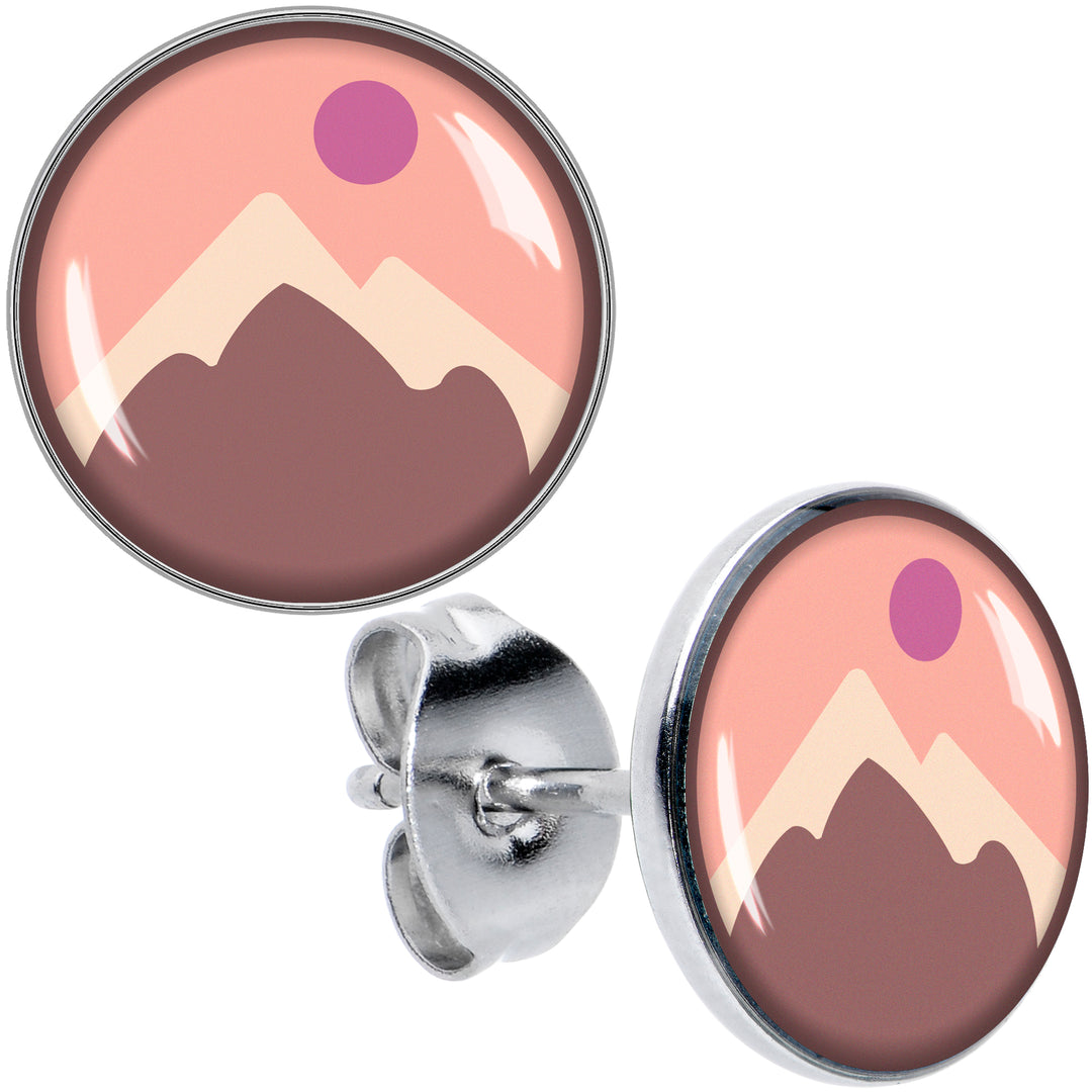 Mountain Sunrise Hypoallergenic Stainless Steel Stud Earrings