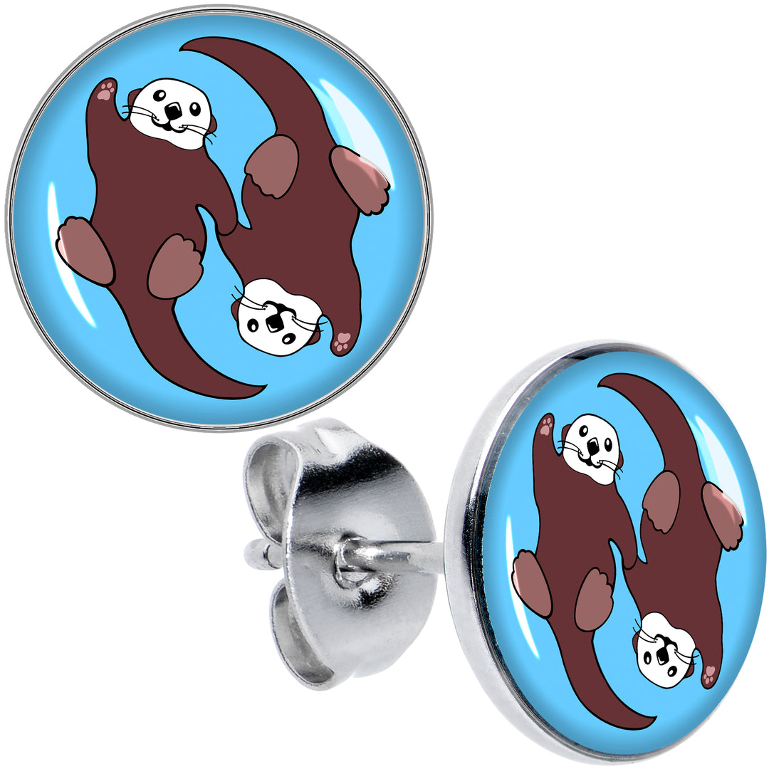 Oh My Otters Animal Hypoallergenic Stainless Steel Stud Earrings