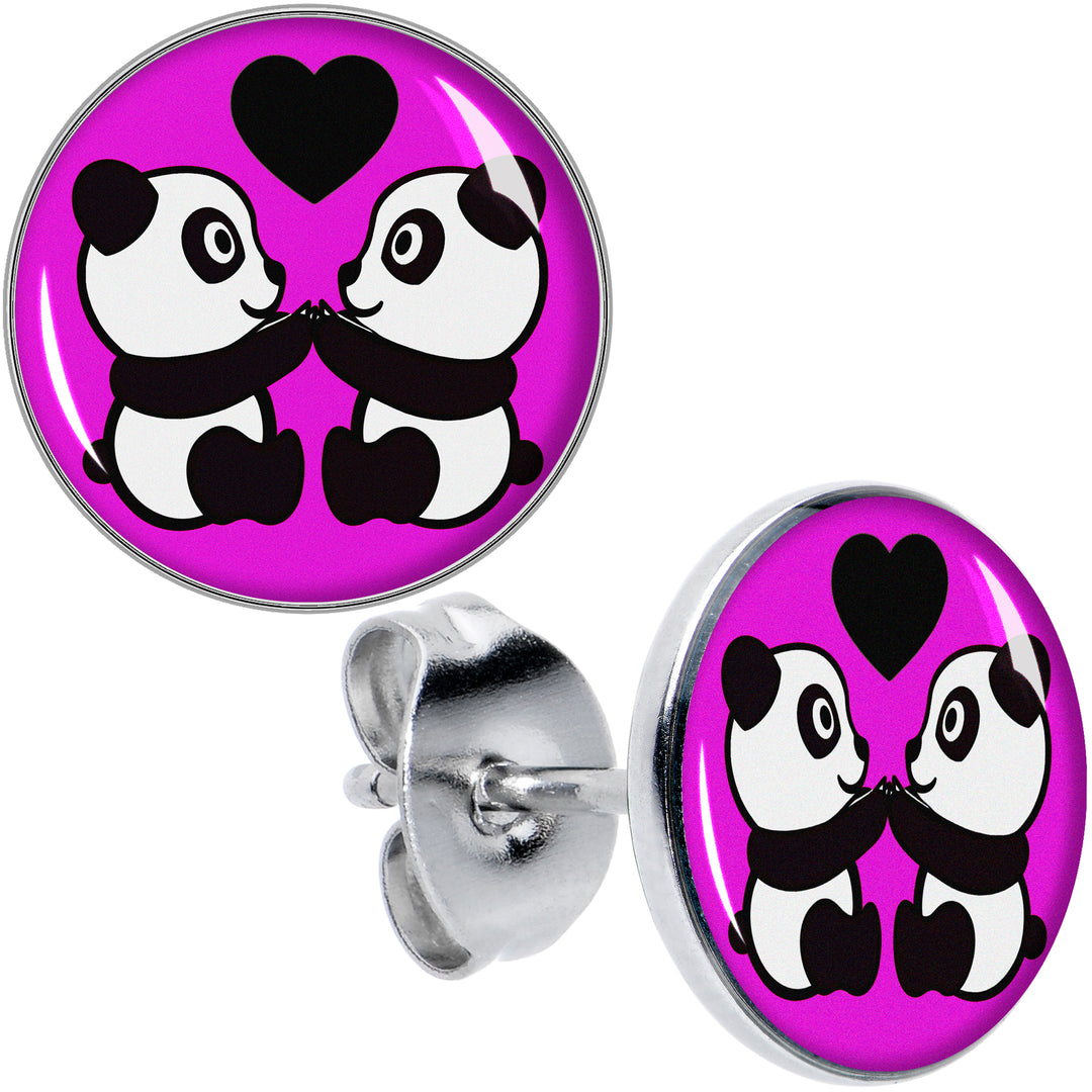 Panda Love Hypoallergenic Stainless Steel Stud Earrings