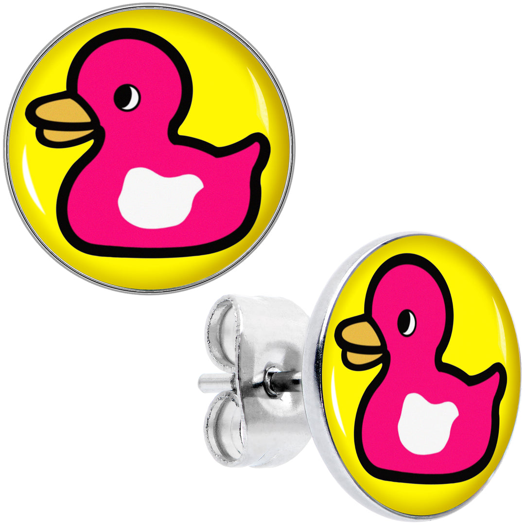 Pink Ducky Hypoallergenic Stainless Steel Stud Earrings