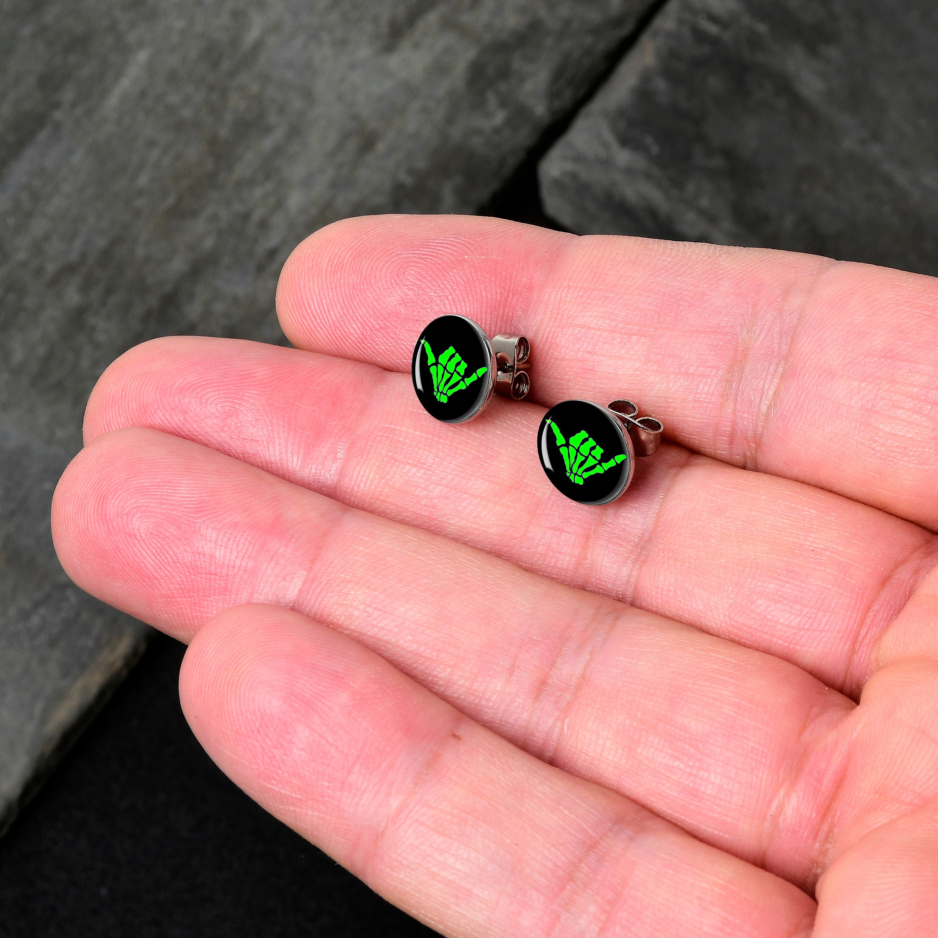 Shaka Hand  Stainless Steel Stud Earrings lightweight body jewelry