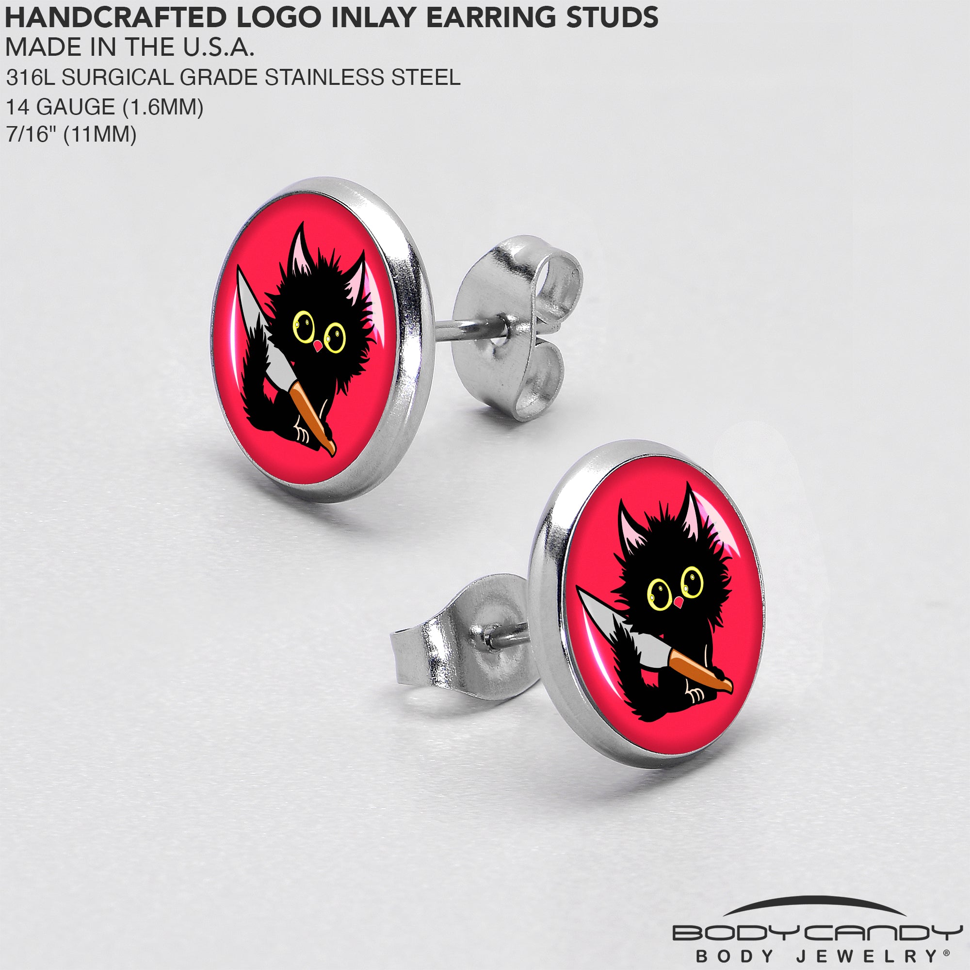 Stabby Cat Stud Earrings