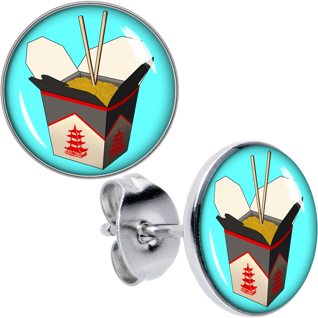 Chinese Take Out Hypoallergenic Stainless Steel Stud Earrings