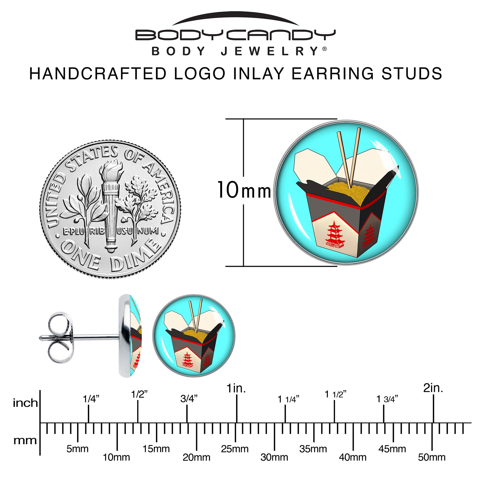 Chinese Take Out  Stainless Steel Stud Earrings perfect for sensitive ears