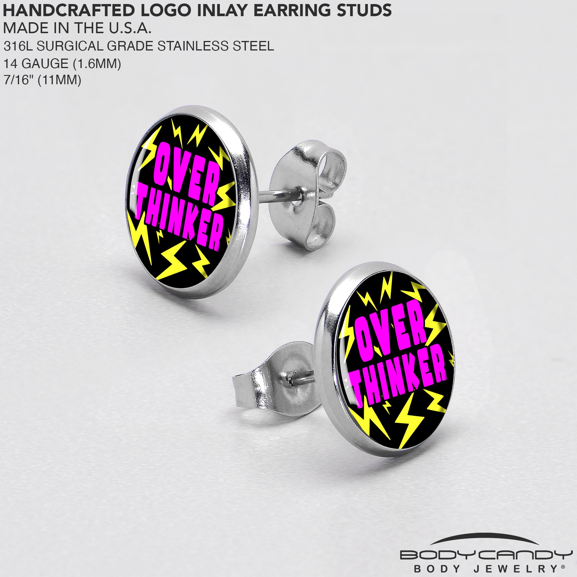 Over Thinker Impact  Stainless Steel Stud Earrings custom design option