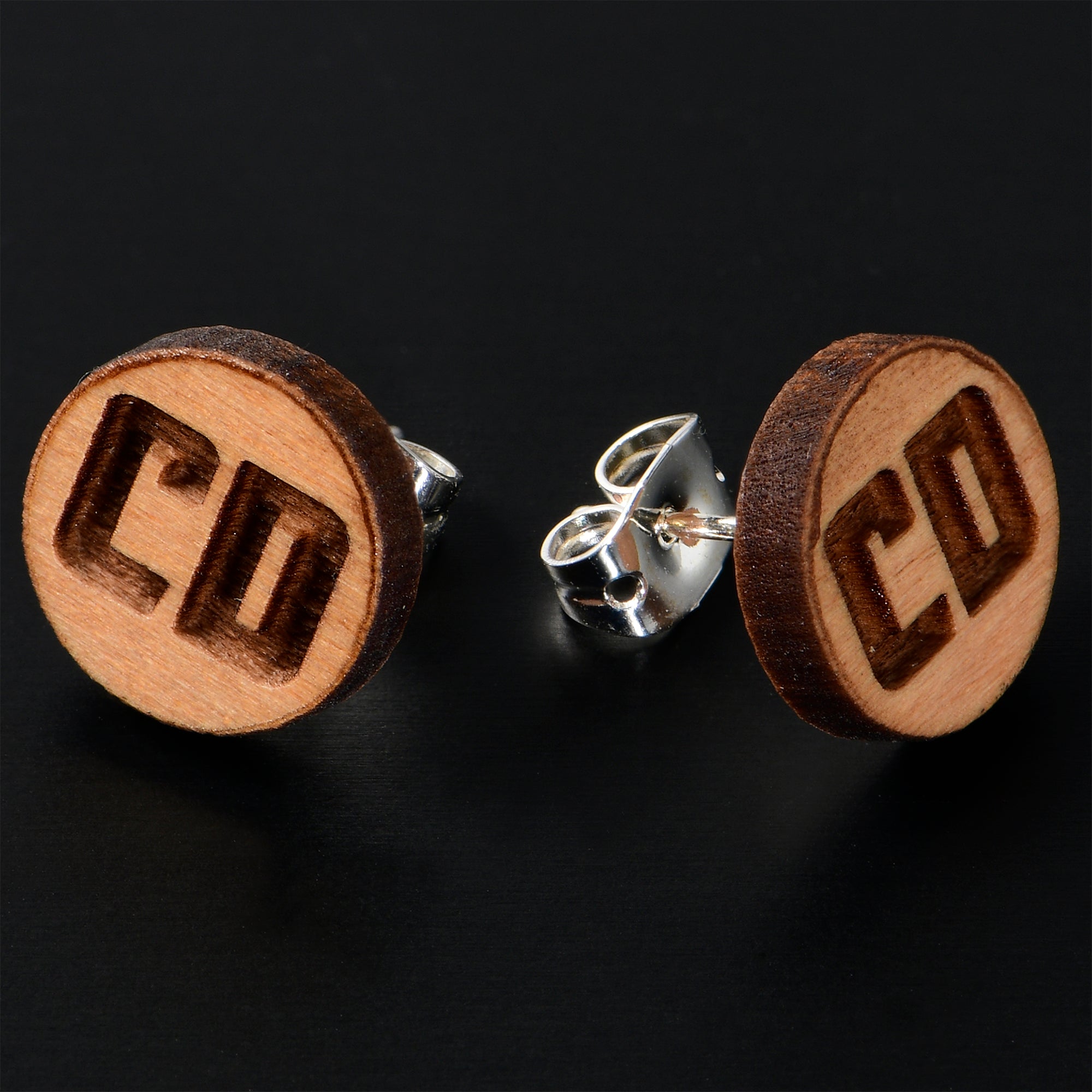 Custom No 2 Earrings Wood Initial Personalized Stud Earrings