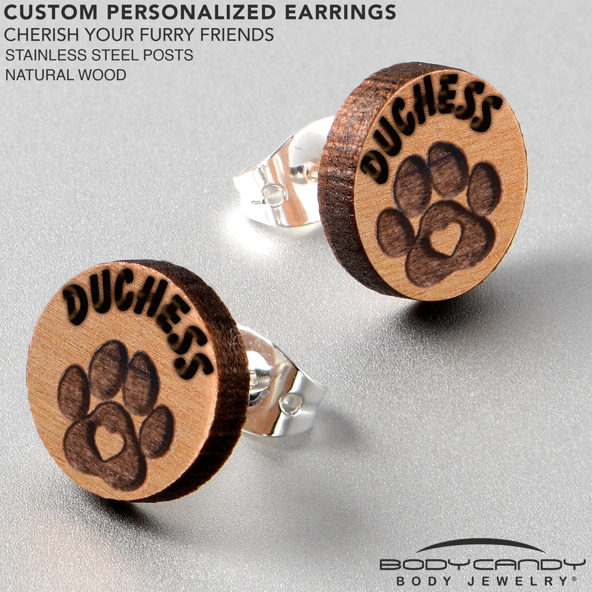 Custom Animal Jewelry Earrings Paw Print Personalized Stud Earrings