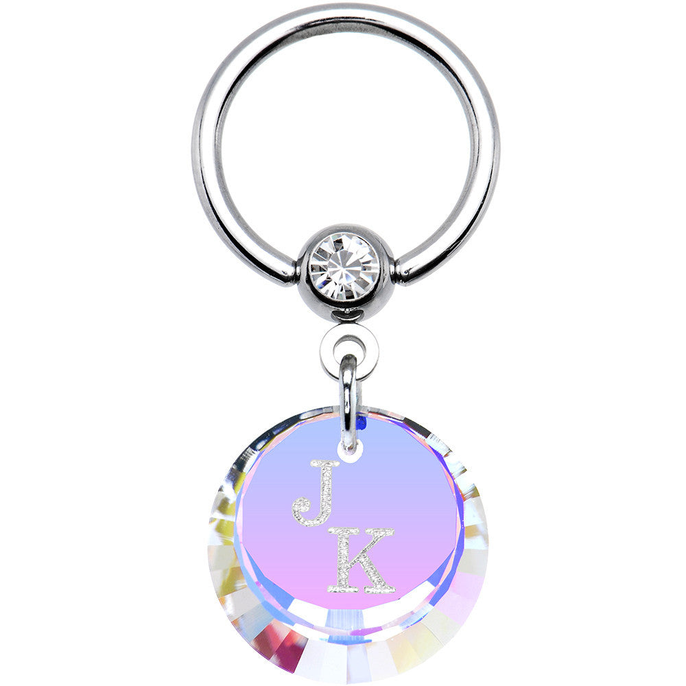 Custom Round Aurora Crystal Round Personalized Captive Ring