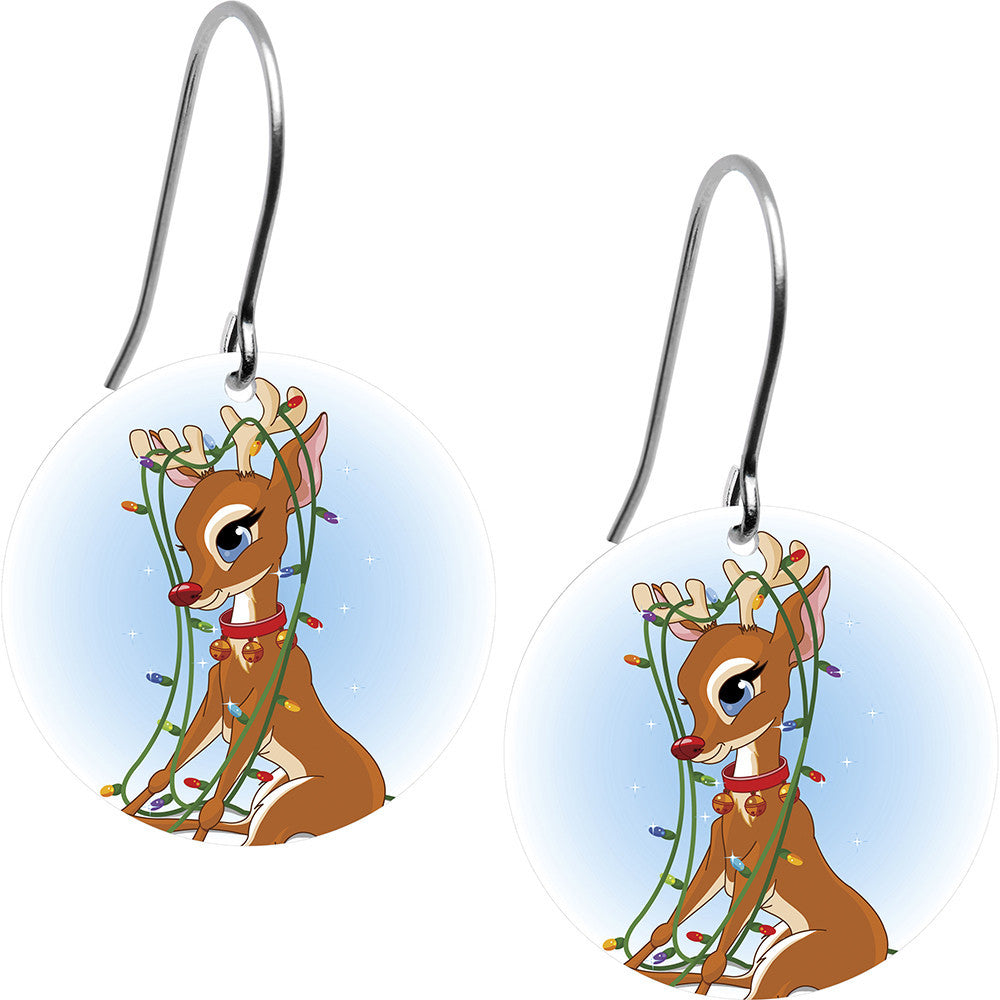 Christmas Lights Reindeer Earrings