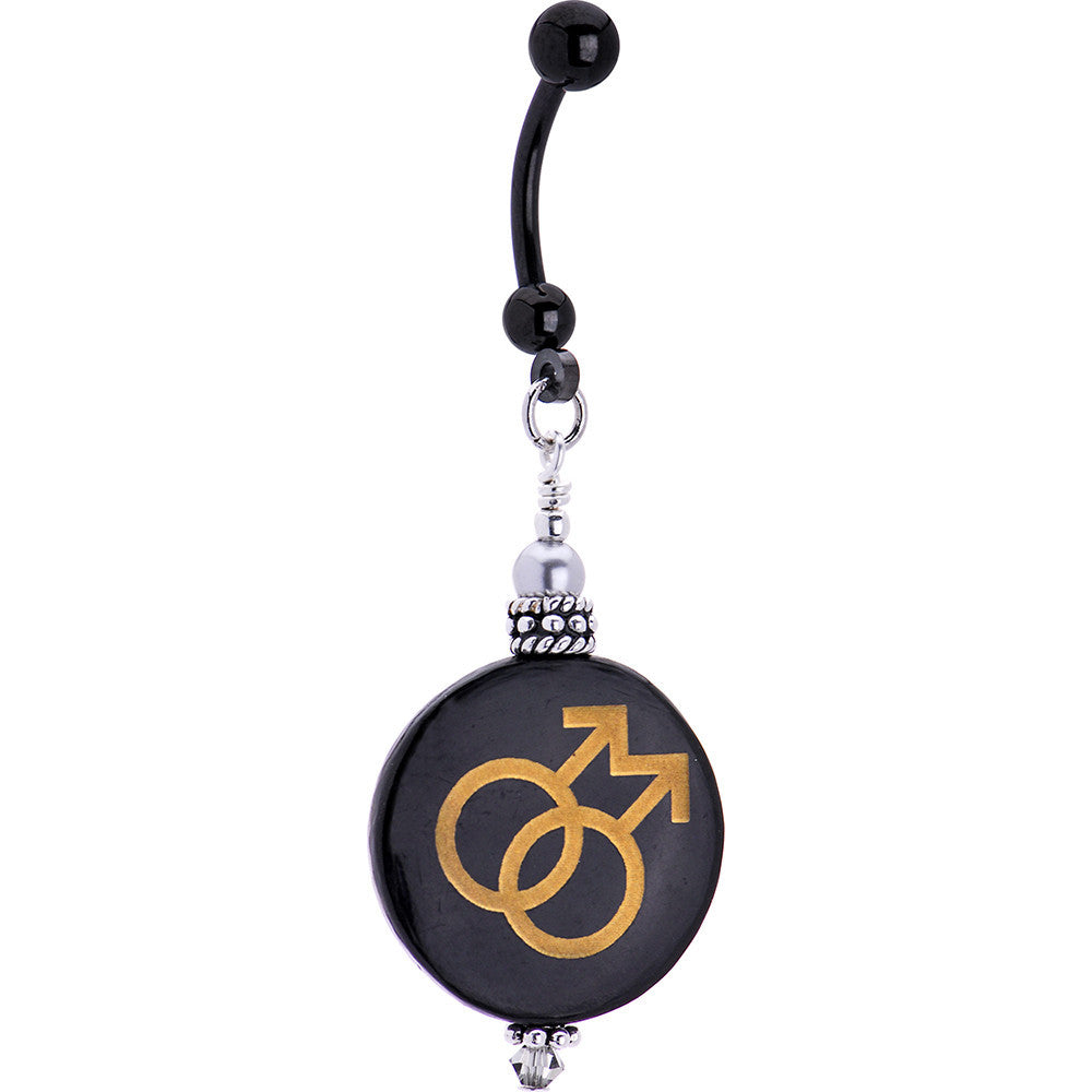 Hancrafted Black Male Pride Belly Ring Created with Crystals