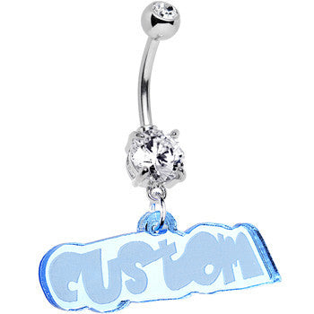 Custom Clear Gem Acrylic Lucite Name Dangle Belly Ring