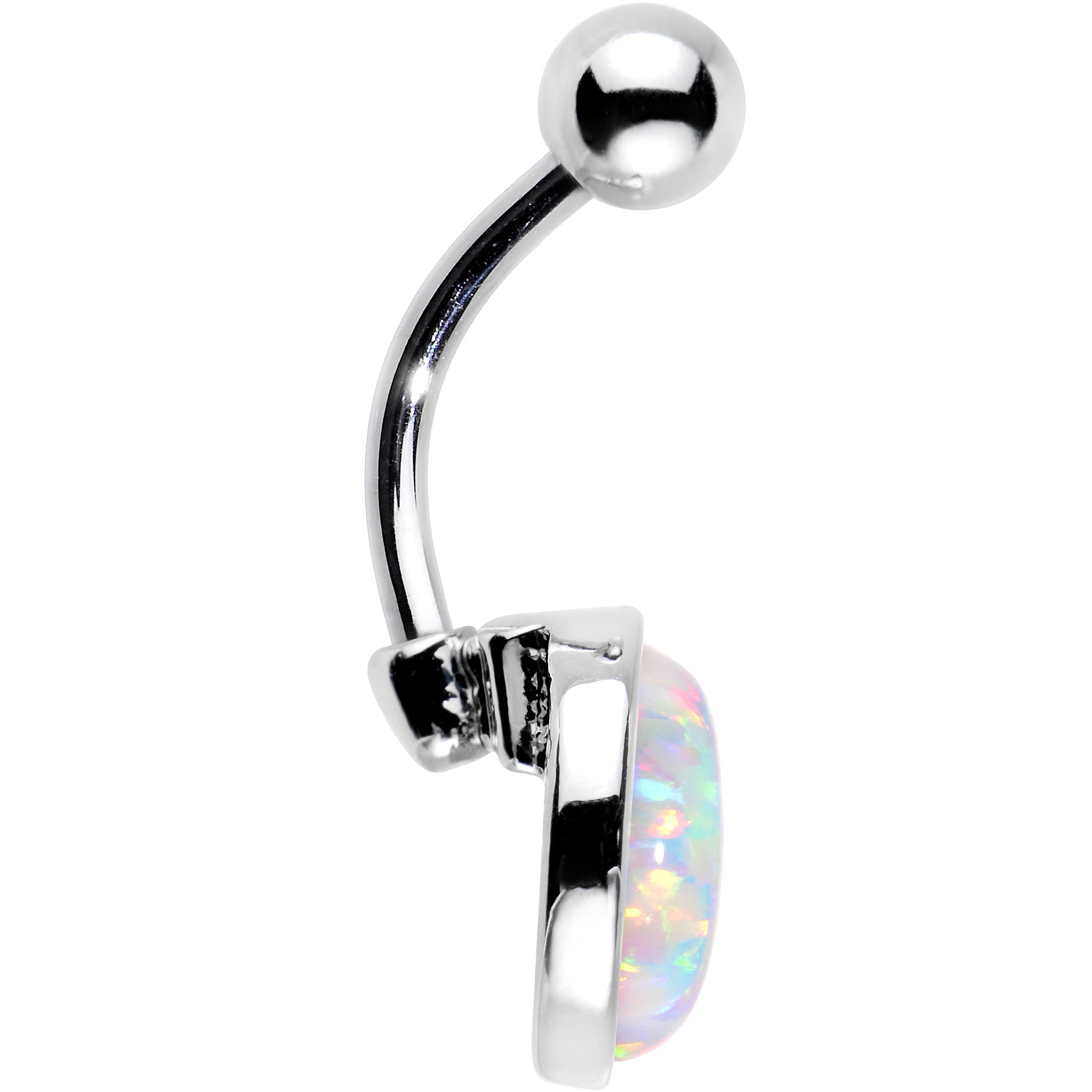 Wear Me White Synthetic Opal Stainless Steel Bottom Mount  Stainless Steel Belly Ring lightweight comfortable