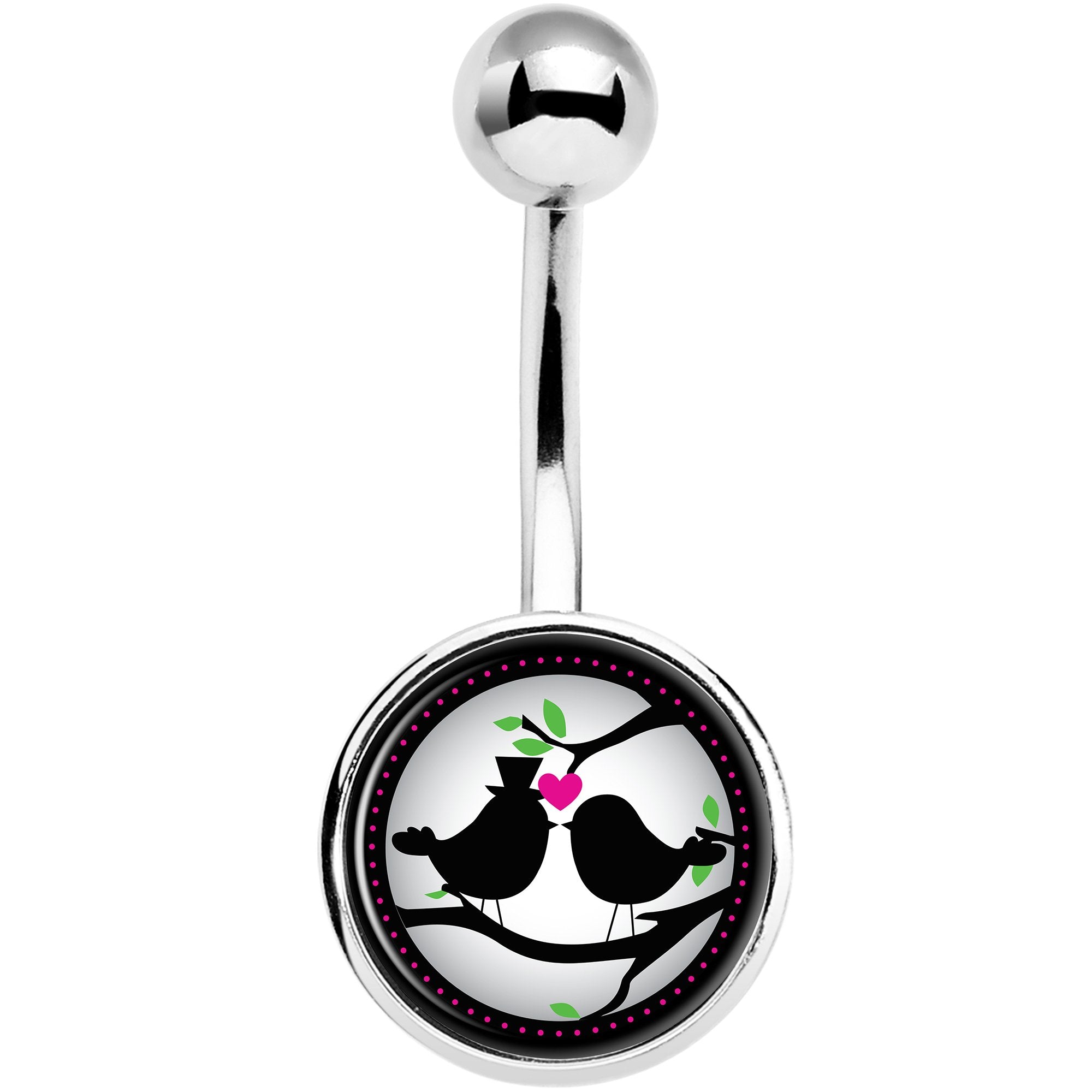 Lovebirds Silhouette  Stainless Steel Belly Ring lightweight comfortable