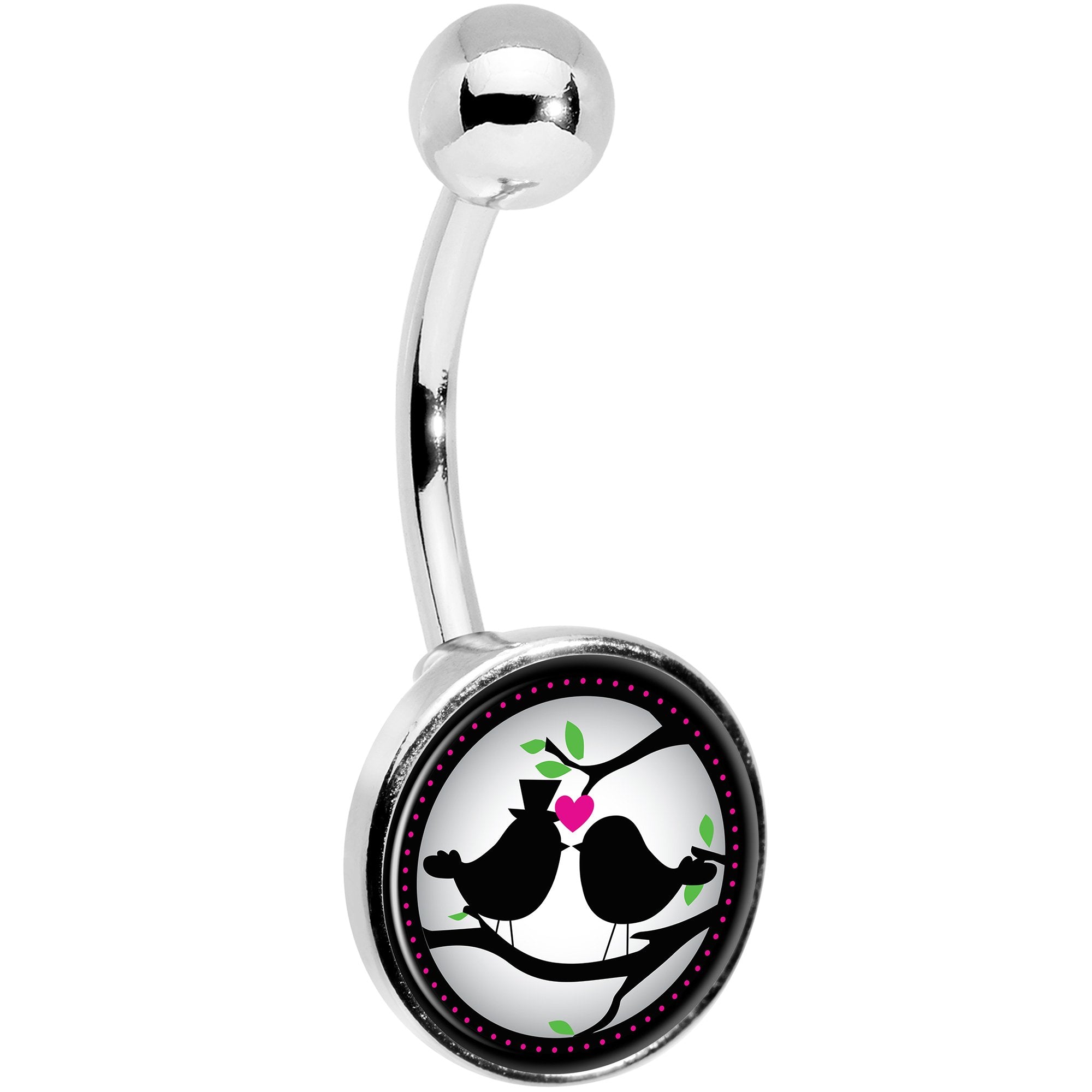 Lovebirds Silhouette  Stainless Steel Belly Ring stylish jewelry
