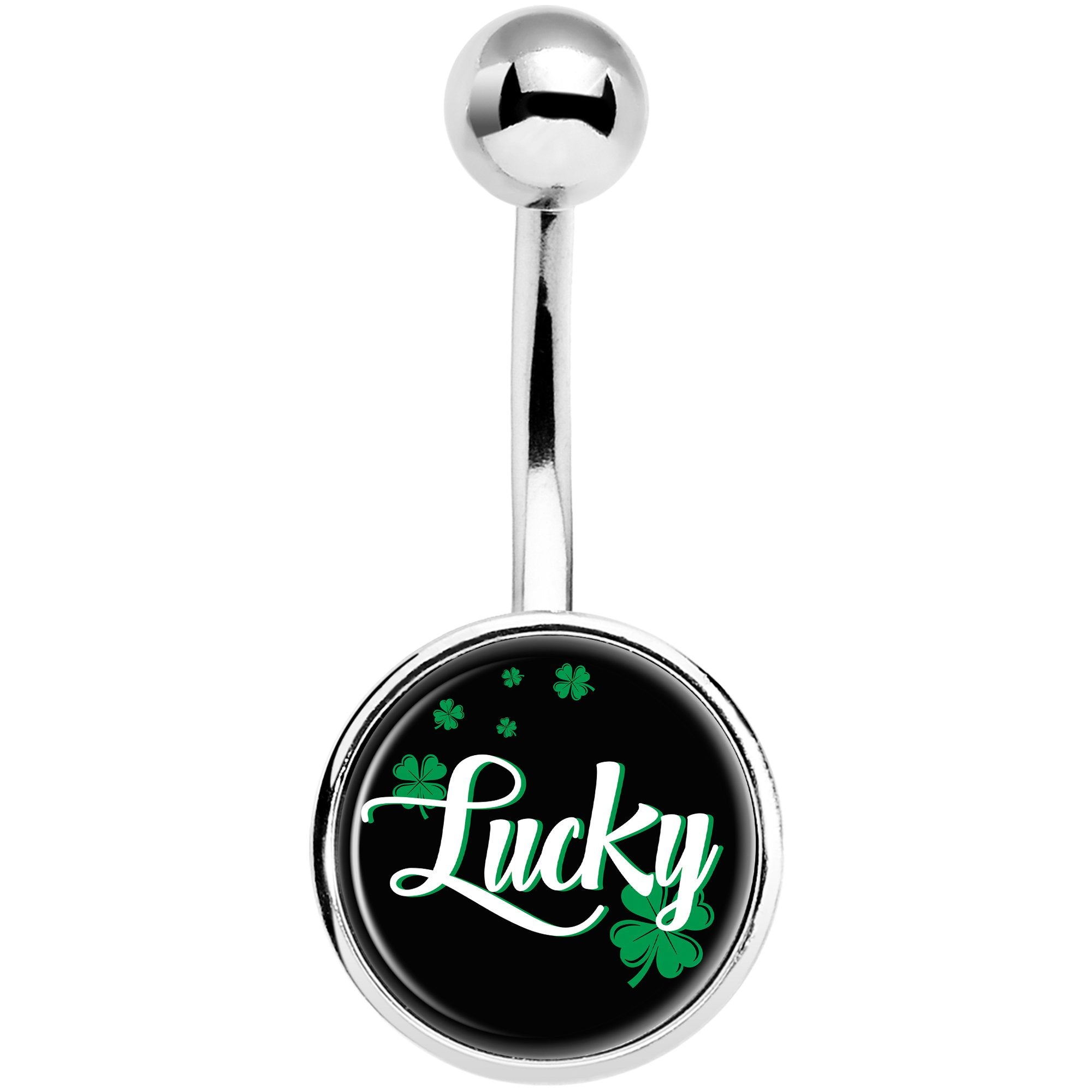 St Patricks Day Lucky Shamrock  Stainless Steel Belly Ring lightweight comfortable