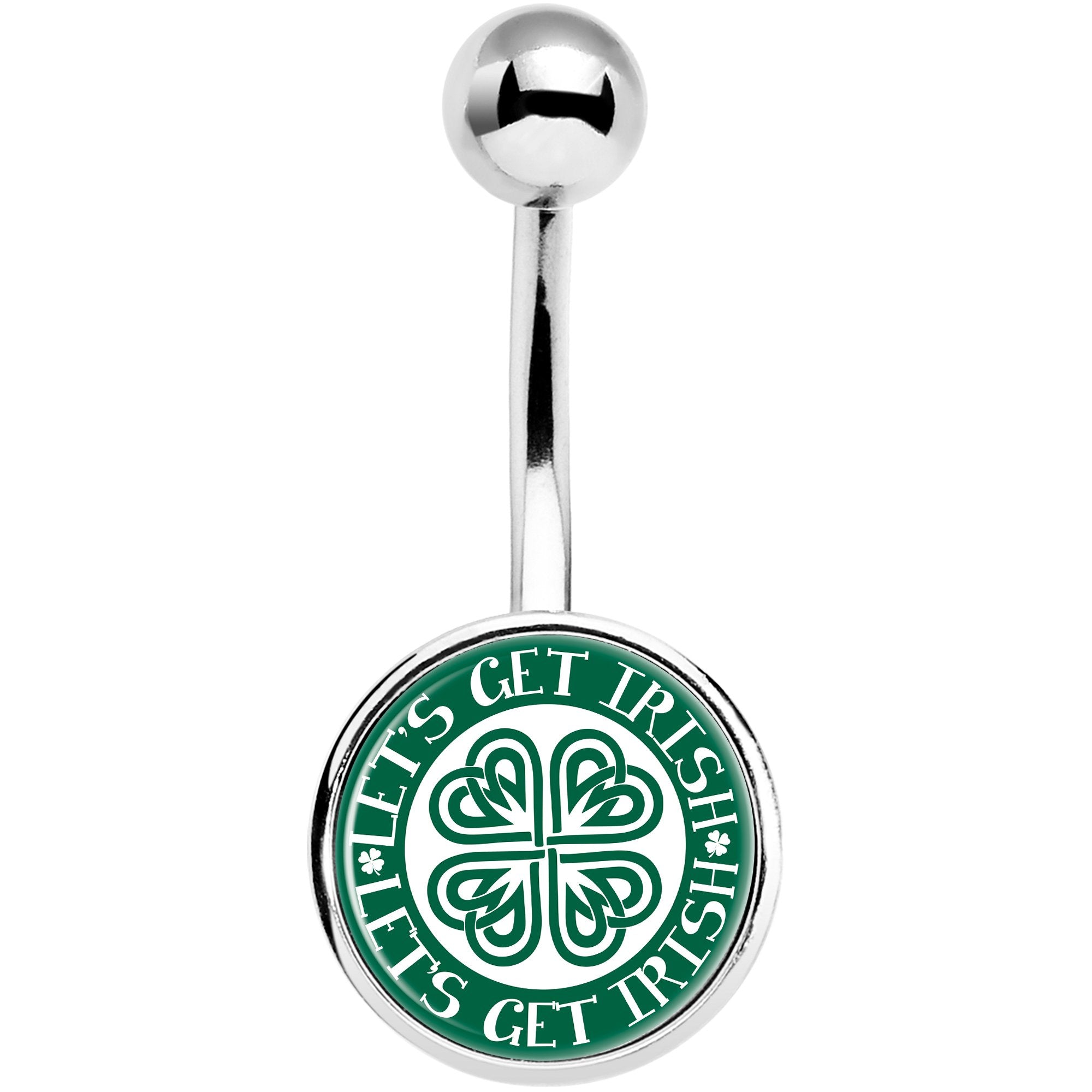 Lets Get Irish Celtic Shamrock  Stainless Steel Belly Ring lightweight comfortable