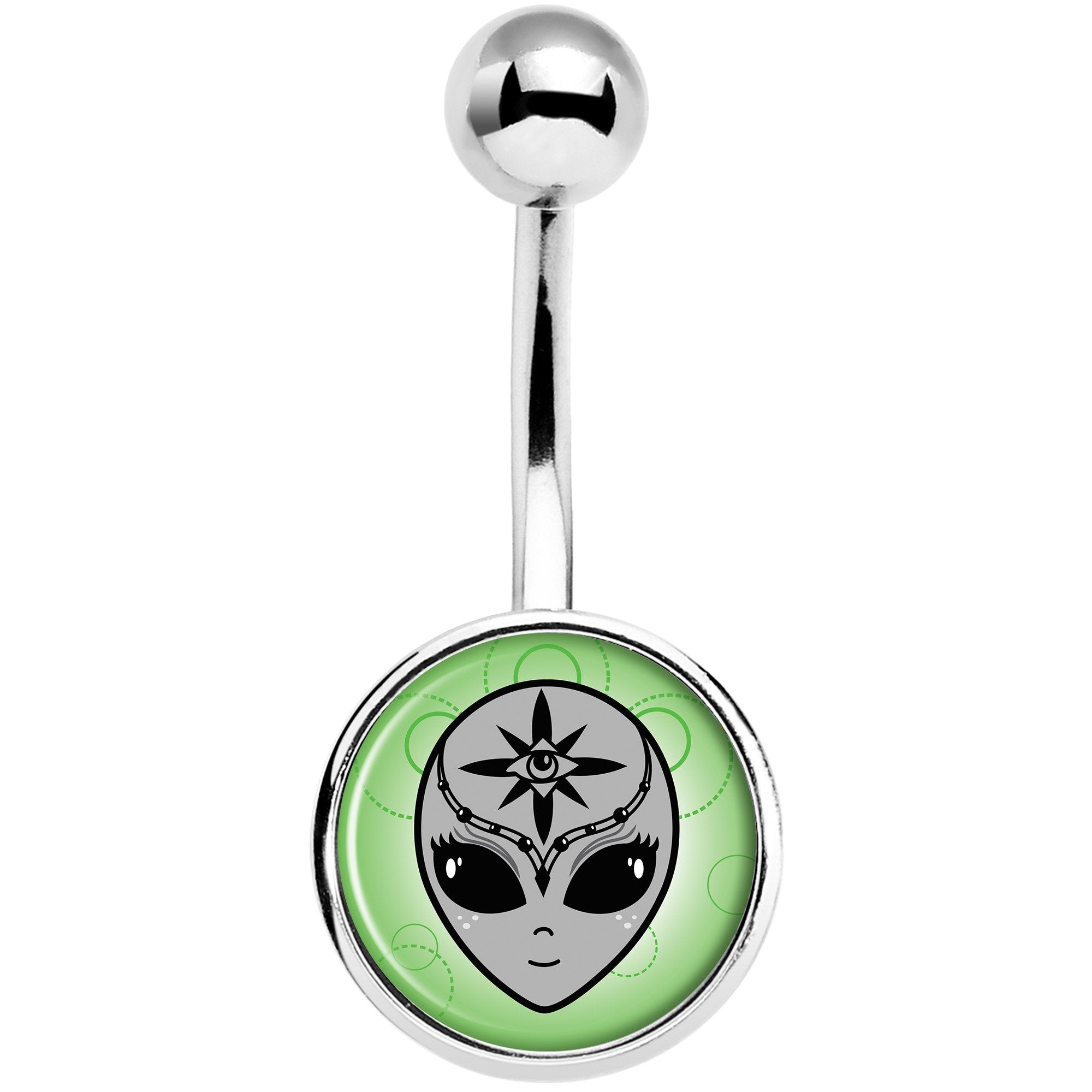 Third Eye Cute Alien  Stainless Steel Belly Ring lightweight comfortable