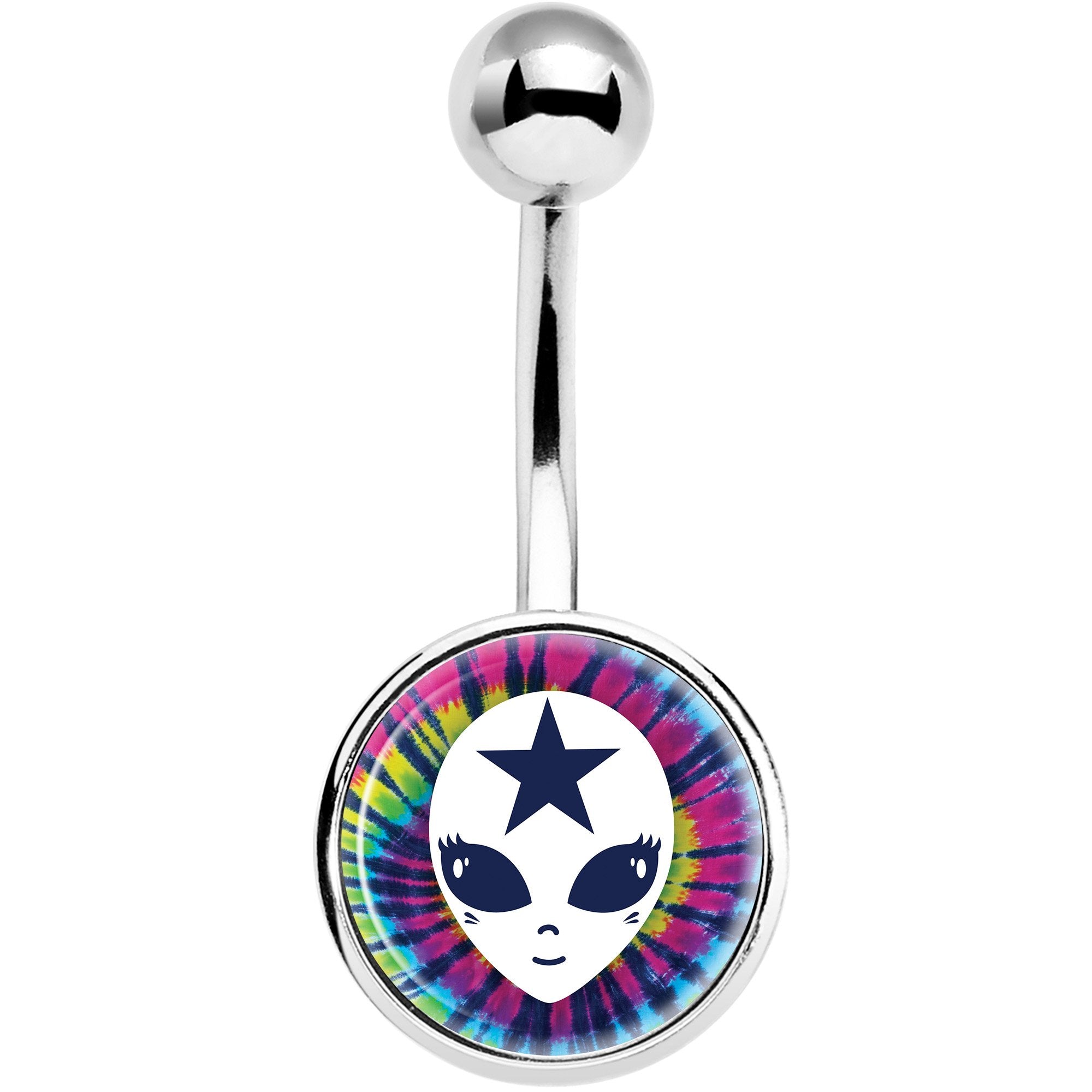 Star Tie Dye Alien  Stainless Steel Belly Ring lightweight comfortable